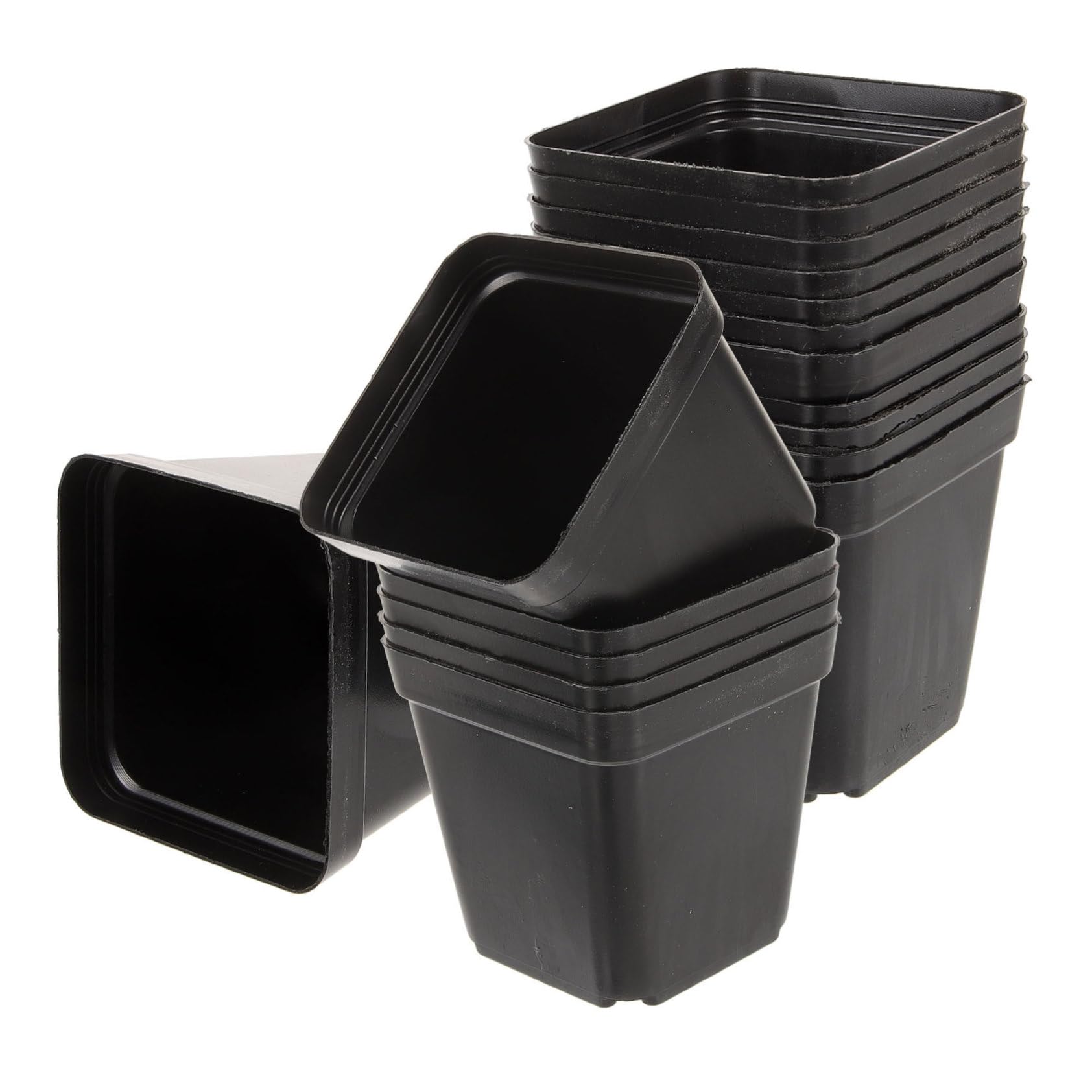 Pots de Pépinière Carrés avec Trous de Drainage Lot de 100 en Plastique Noir Jardinières Polyvalentes pour Plantes D'intérieur et Balcons
