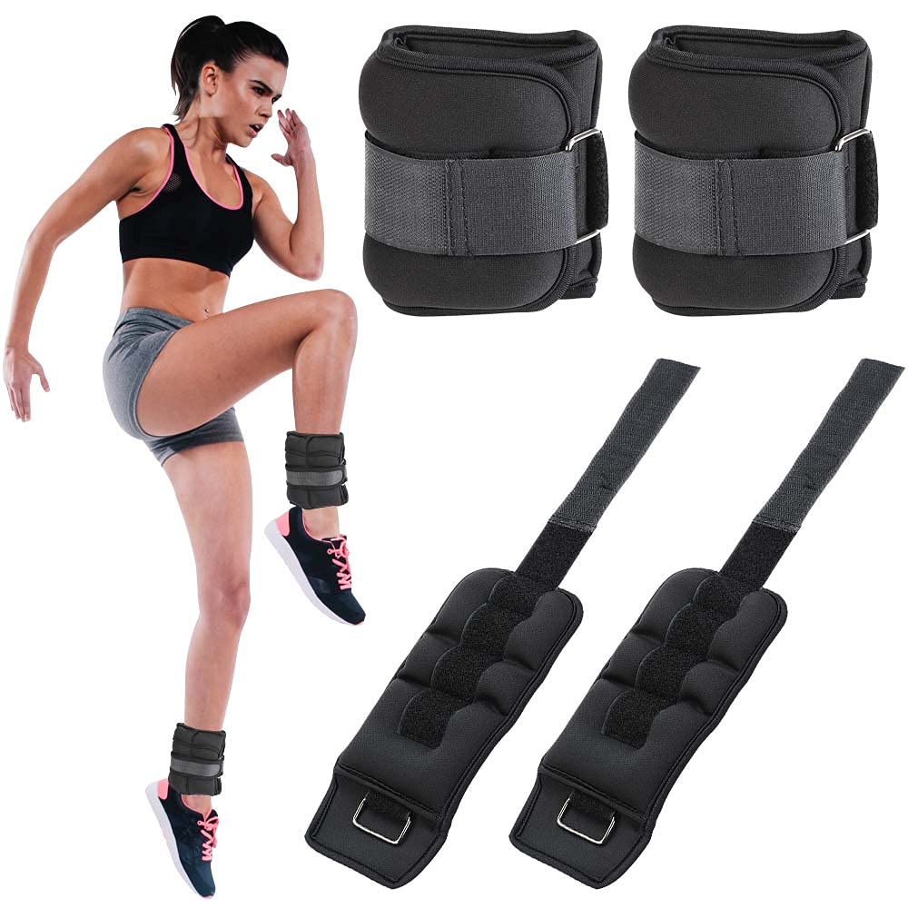 BAKAJI Zestaw 2 obciążników na kostki i nadgarstki 1,5 kg trening aerobik fitness wzmocnienie mięśni tkanina neoprenowa z regulowaną klamrą i zapięciem na rozdarcie Waga całkowita 3 kg
