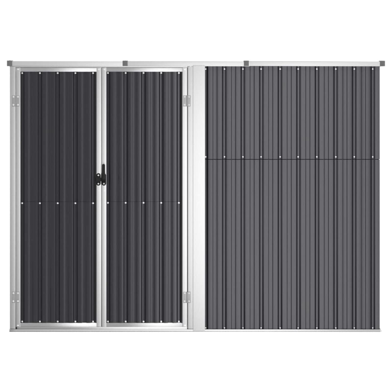 Gartenhaus aus Metall – Wasserdichter Lagerschuppen für Werkzeug, Rasenmäher, Brennholz & Mülltonnen – Langlebige Gartenlagerung Anthrazit 225 x 89 x 161 cm