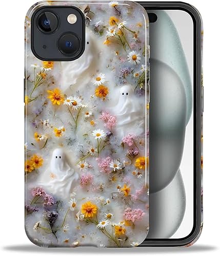 Miniatura 171 de Funda para iPhone 11, carcasa dura a prueba de golpes + silicona suave 2 en 1 híbrida, parachoques a prueba de caídas - Vidrio manchado con flores