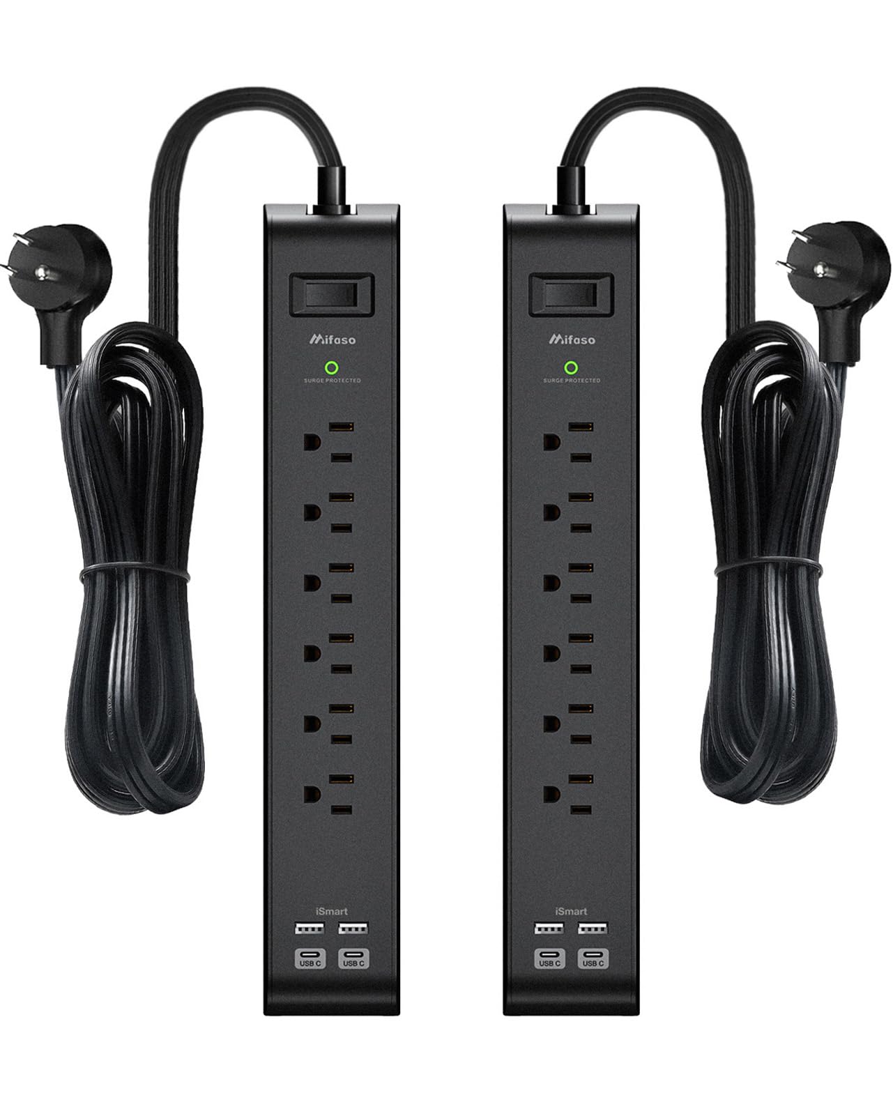 2 Pack Surge Protector Power Strip with 6 Outlets 4 USB Ports — Amazon image 9