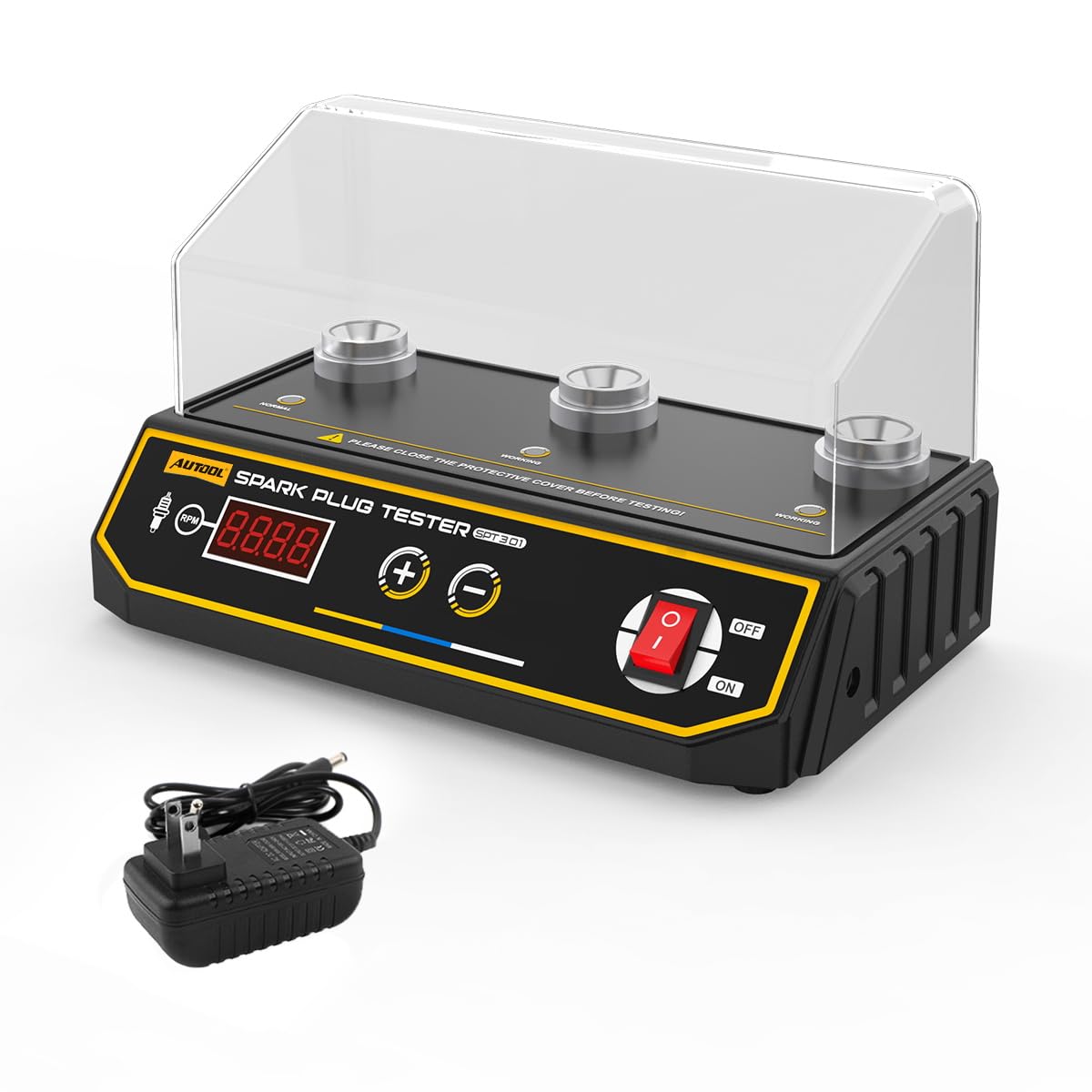 Tester per candele a doppio foro, tester per bobine di accensione del motore automobilistico con frequenza di lavoro di 0-6000 giri/min, strumento per testare le scintille dell'auto con copertura prot