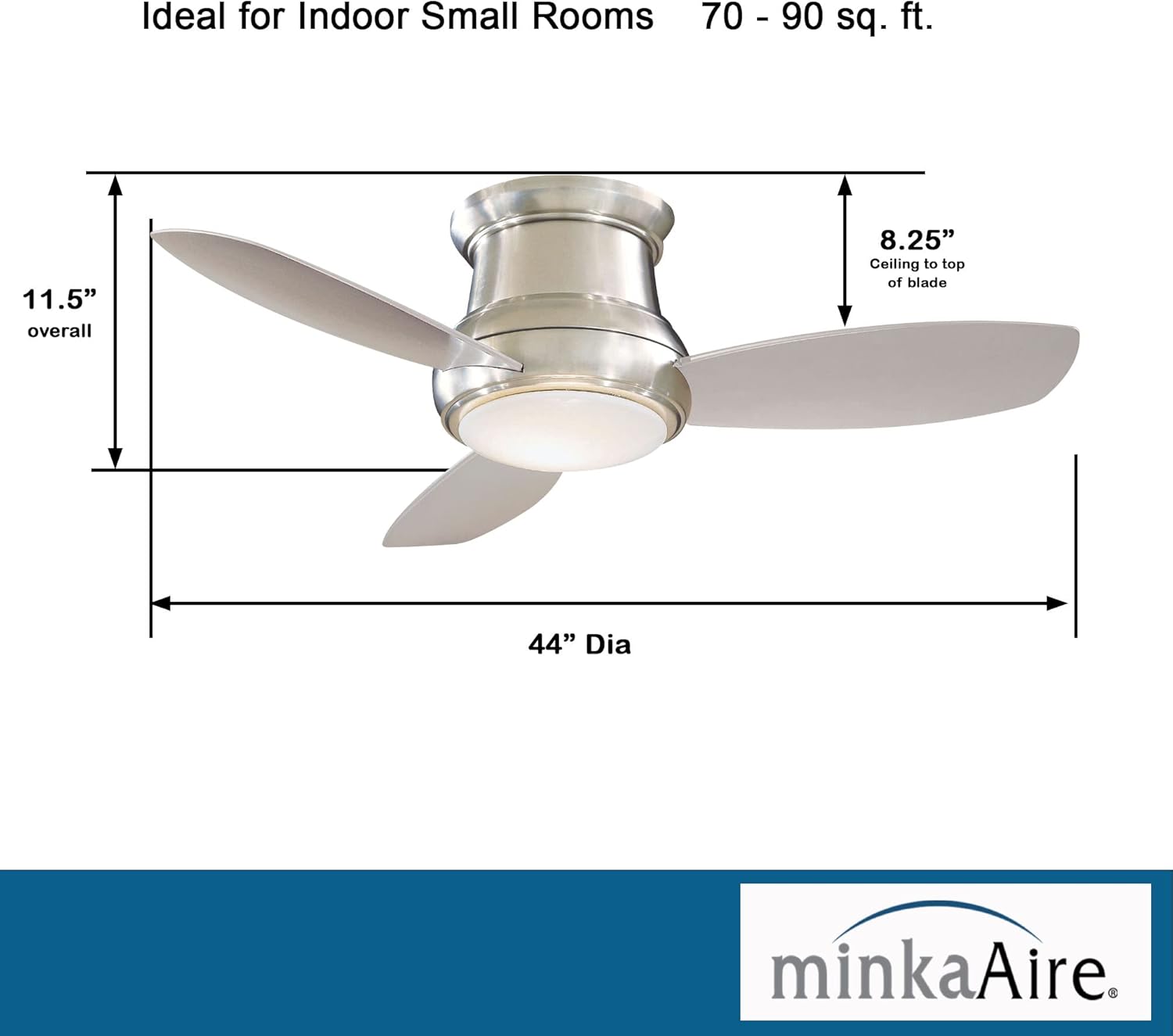 Buу 1 gеt 1 Minka-Aire F518L-BN Concept II LED Brushed Nickel 44 Flush Mount Modern Ceiling Fan with Remote, Brushed Nickel (LED Light)
