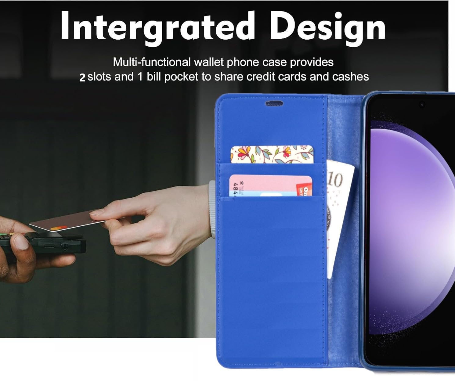 NWNK13 For iPhone 16 Pro Max (6.9") Case Leather Wallet Book Flip Stand View Phone Cover with Card Holder Slots Compatible with iPhone 16 Pro Max Blue - Image 4