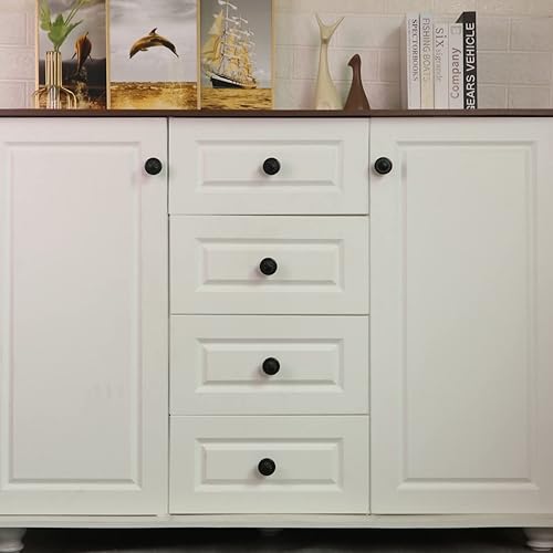 Miniatura 7 de Paquete de 15 pomos negros mate para gabinetes, pomos redondos negros negros de 1-25 pulgadas de diámetro para gabinetes y cajones, pomos negros