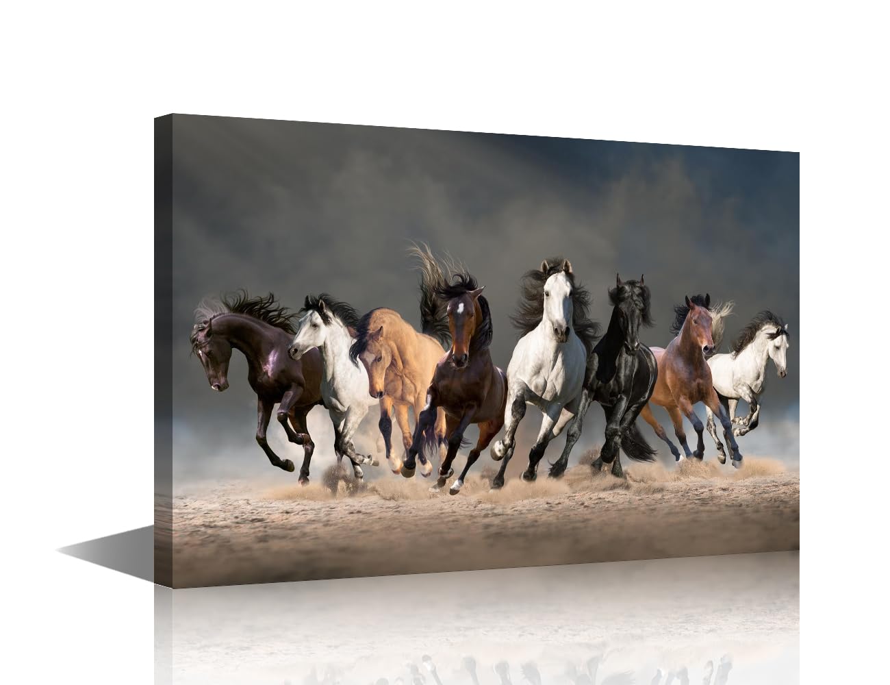 TISHIRON Black Horse Wall Art Print Canvas Painting for Living Room Home Decor Prints and Poster Contemporary Home Decor Animal Pictures Modern Set Wooden Framed for Office Ready to Hang 18x12 in