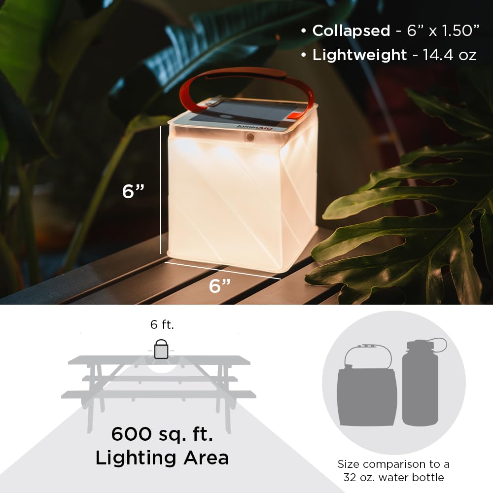 Luminaid Survivor Solar Lantern Duel - Cargador de teléfono 600 LMS máximo, 5 ajustes de luz, incluye giro de flash para inflar más de 130 horas de tiempo máximo de funcionamiento, recarga a través de