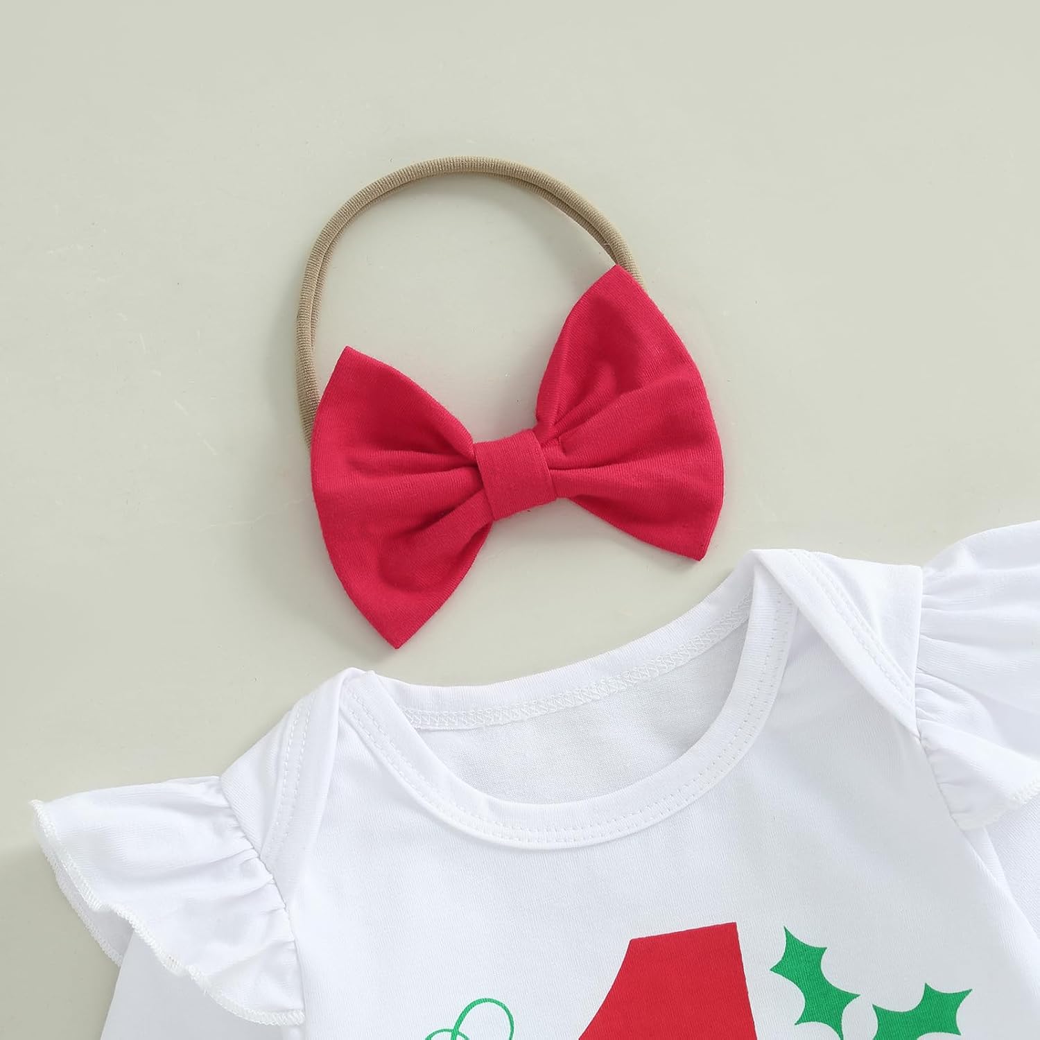 My First Christmas Baby Girl Outfit Newborn Ruffle Long Sleeve Romper Tutu Skirt Leg Warmers Headband 4Pcs Sets - Image 6