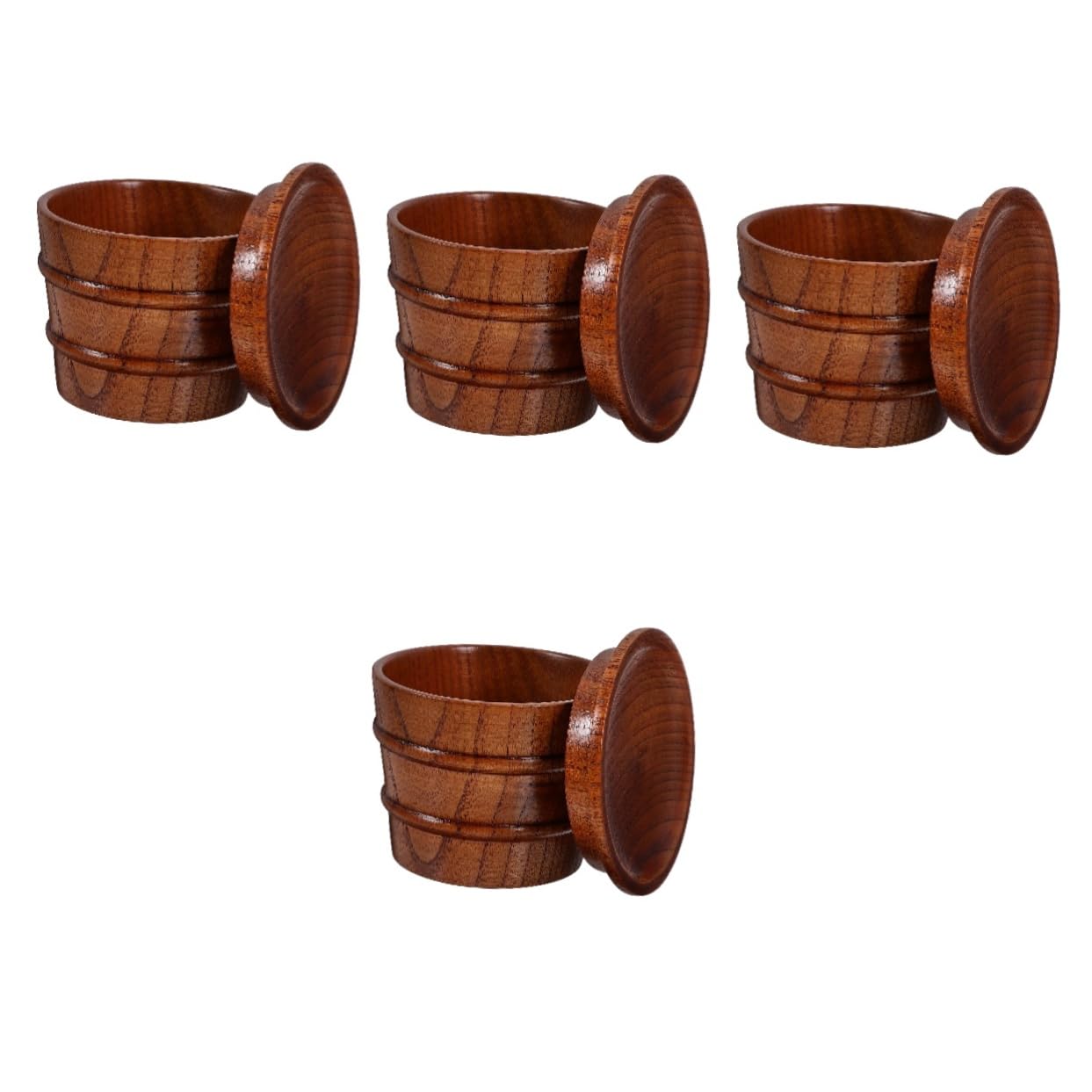 OUNONA 4stücke Holzbecher Mit Deckel Eleganter Trinkbecher Für Kaffee Tee Und Bier Handgefertigte Holztasse Für Stilvolle Anlässe Vielseitige Verwendung Küche Und Bar