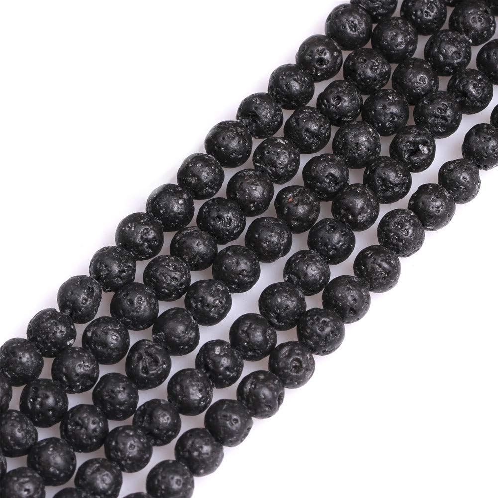 Gem-Inside Create Your Own Fashion Black Lava Rock Gem-Inside Natural 6Mm Round Gemstone Semi Precious Loose Beads For Jewellery Making 15''