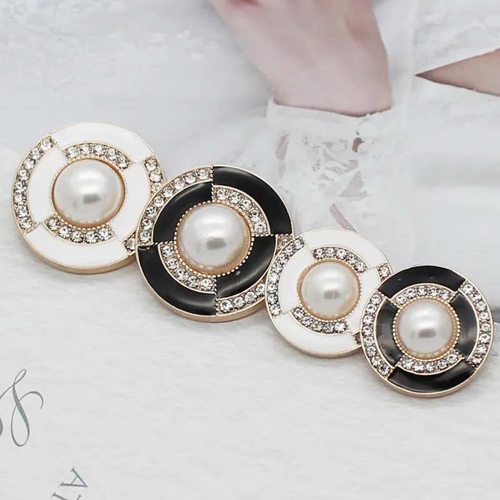 Przyciski DIY, 10 sztuk 18/23mm luksusowe guziki ze strasem do płaszcza materiał do szycia akcesoria do szycia perłowe guziki ozdobne guziki do odzieży(WHITE,23mm)