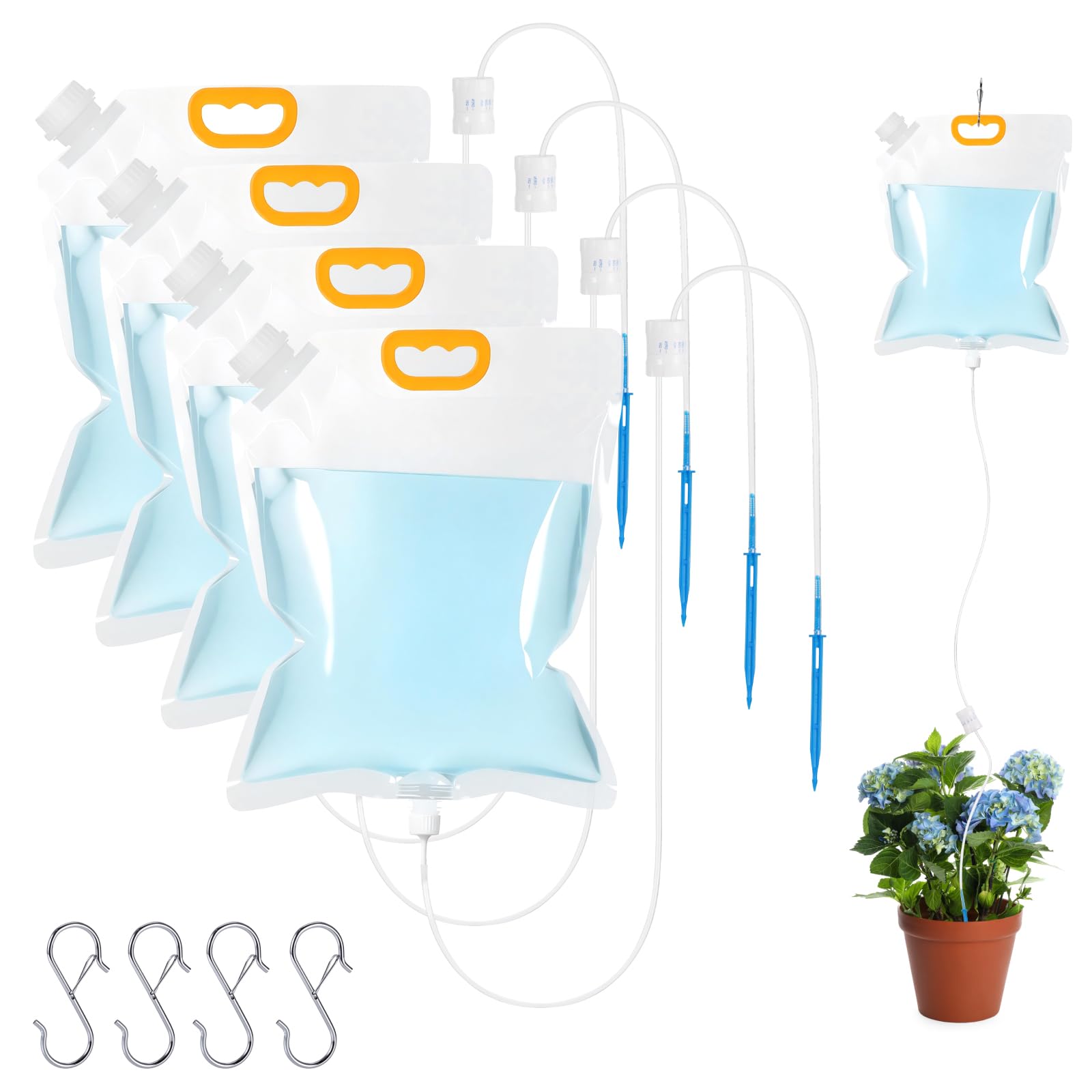 Yimomoyi 4Pcs Plant Drip Irrigation Kit, 5L Drip Irrigation Bags with Adjustable Flow Automatic Plant Irrigation System Home Sprinkler Device for Indoor and Outdoor Potted Plant