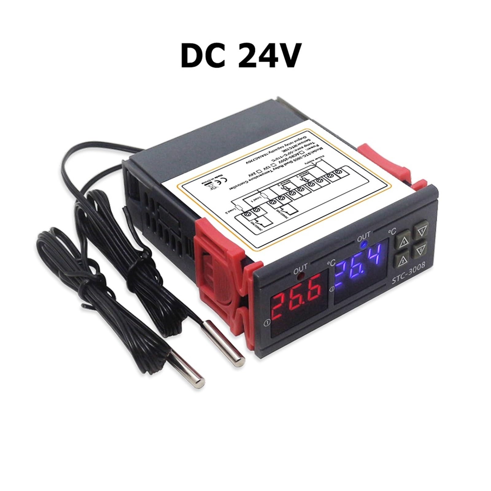 temperaturregler Digitaler Temperaturregler Inkubator Thermostat STC 1000 3008 W1029 12V 24V 220V Temperaturregler(STC-3008 24V)