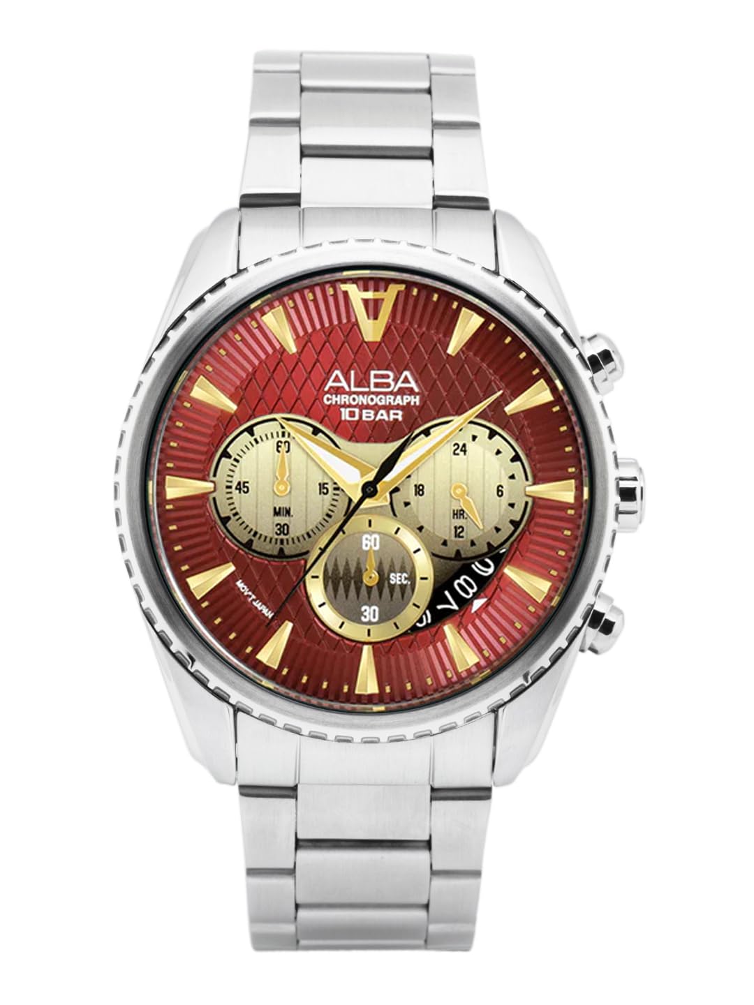 Alba Stainless Steel Men Analog Wristwatch At3J11X1, Maroon Dial, Silver Band (B0CD82NTR5) Amazon Price History, Amazon Price Tracker