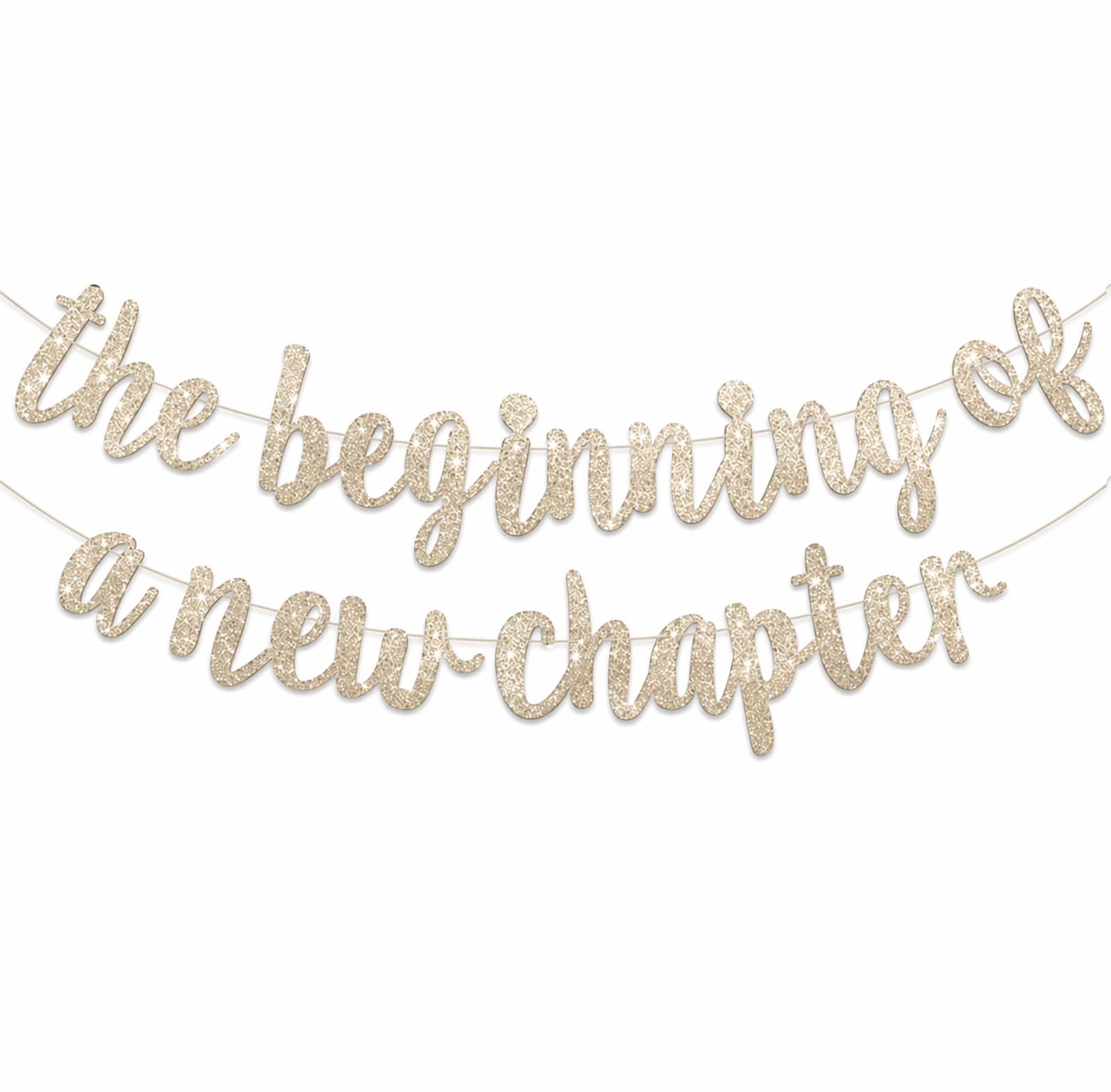The Beginning of A New Chapter Banner Glitter Champagne Farewell party decorations, Graduation Sign 2026 Banner,Happy retirement Supplies, Going away party Sign Garland, Graduation banner New home