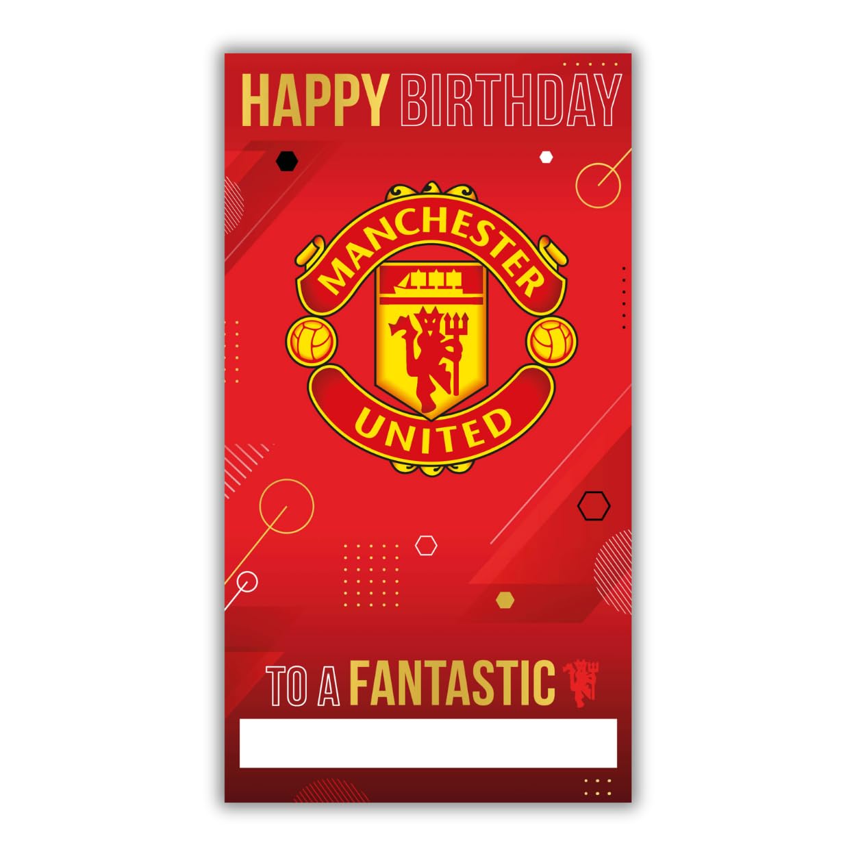 Manchester United Football Club Birthday Card. Comes with Stickers to Personalise with your Caption, Mum, Dad, Grandson, Boyfriend, Open Birthday Card, MU104