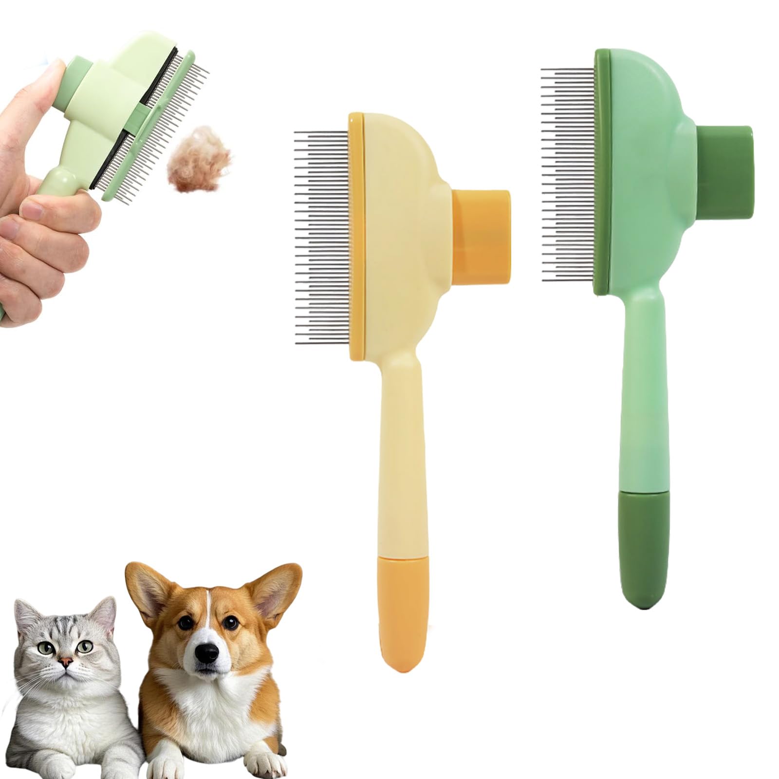 Peine antipulgas autolimpiante para mascotas, peine para gatos con botón de desbloqueo, peine para perros, peine para eliminar el pelo de mascotas, peine para pulgas de gato y perro (B)
