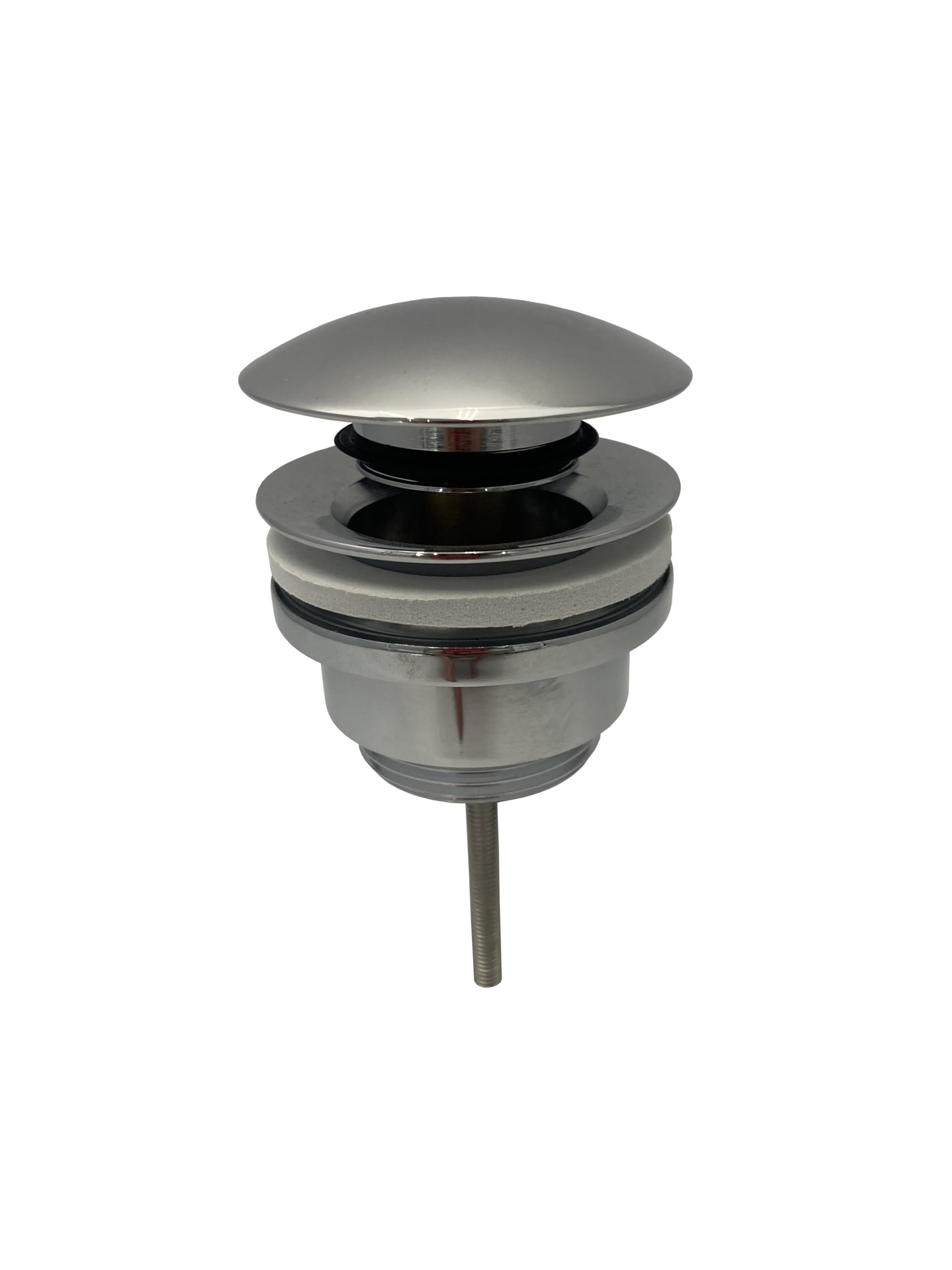 Universal Click Clack Basin Waste, Fits Sinks with or Without Overflow, Push Button Pop-Up Drain, 1.1/4" Standard Connection - With Freeflow Adaptor (Polished Nickle)