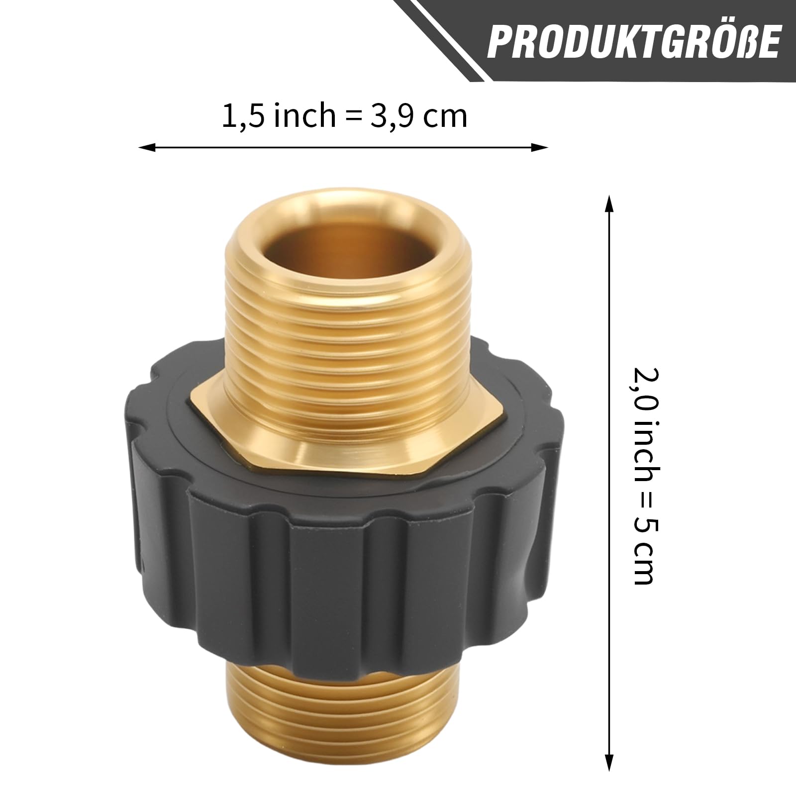 1 Stück Doppelseitigem M22 AG 14mm Adapter, Ersatz für Kärcher K-Serie K2 K3 K4 K5 K6 K7 Hochdruckreiniger und Spritzpistolen