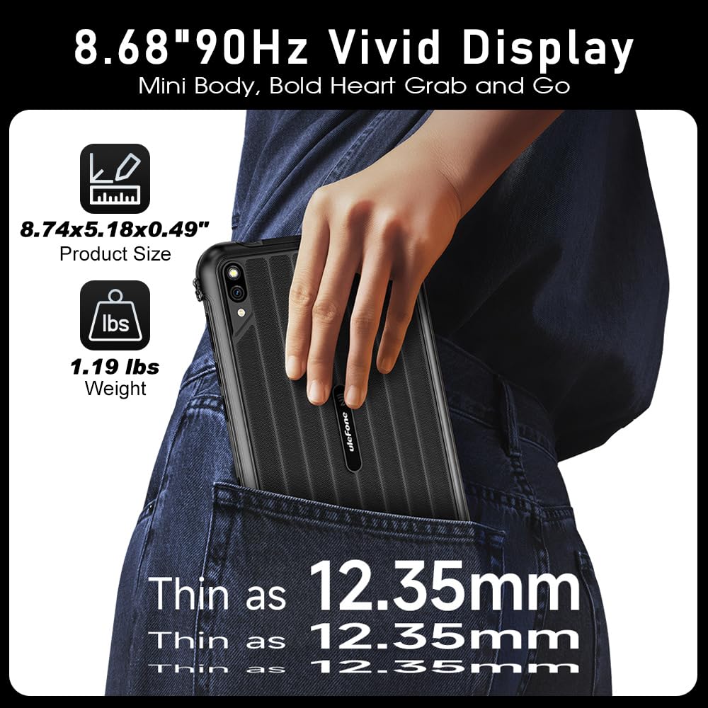 Ulefone Rugking Pad Pro 4G Tablet Resistente 8.0 Pulgadas, 16GB+128GB+2TB Tablette Gemini AI, Android 16 Tablet Antigolpes, 7100mAh, IP68/IP69K/NFC/GPS/OTG/5G WiFi/FM,2 Altavoces Estéreo, Negro - 5