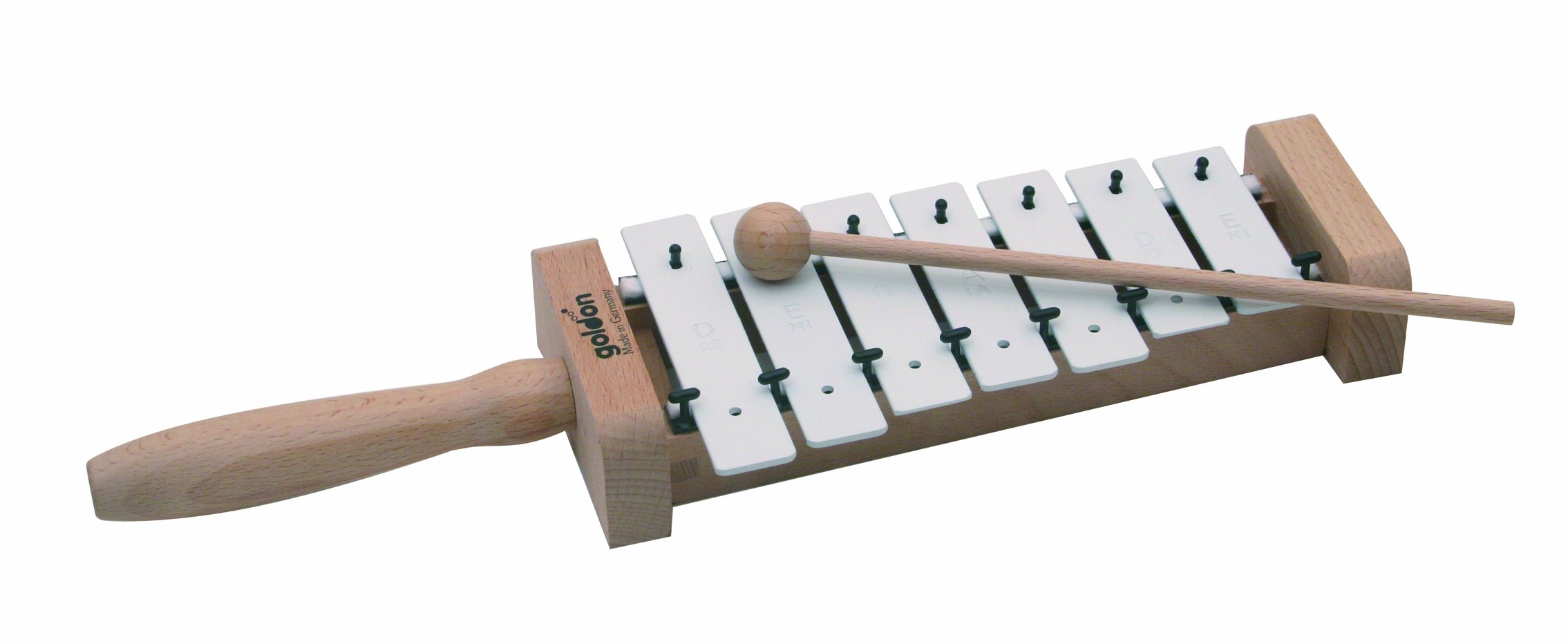 Goldon - Metallophon 7 weisse Klangplatten mit Griff pentatonisch