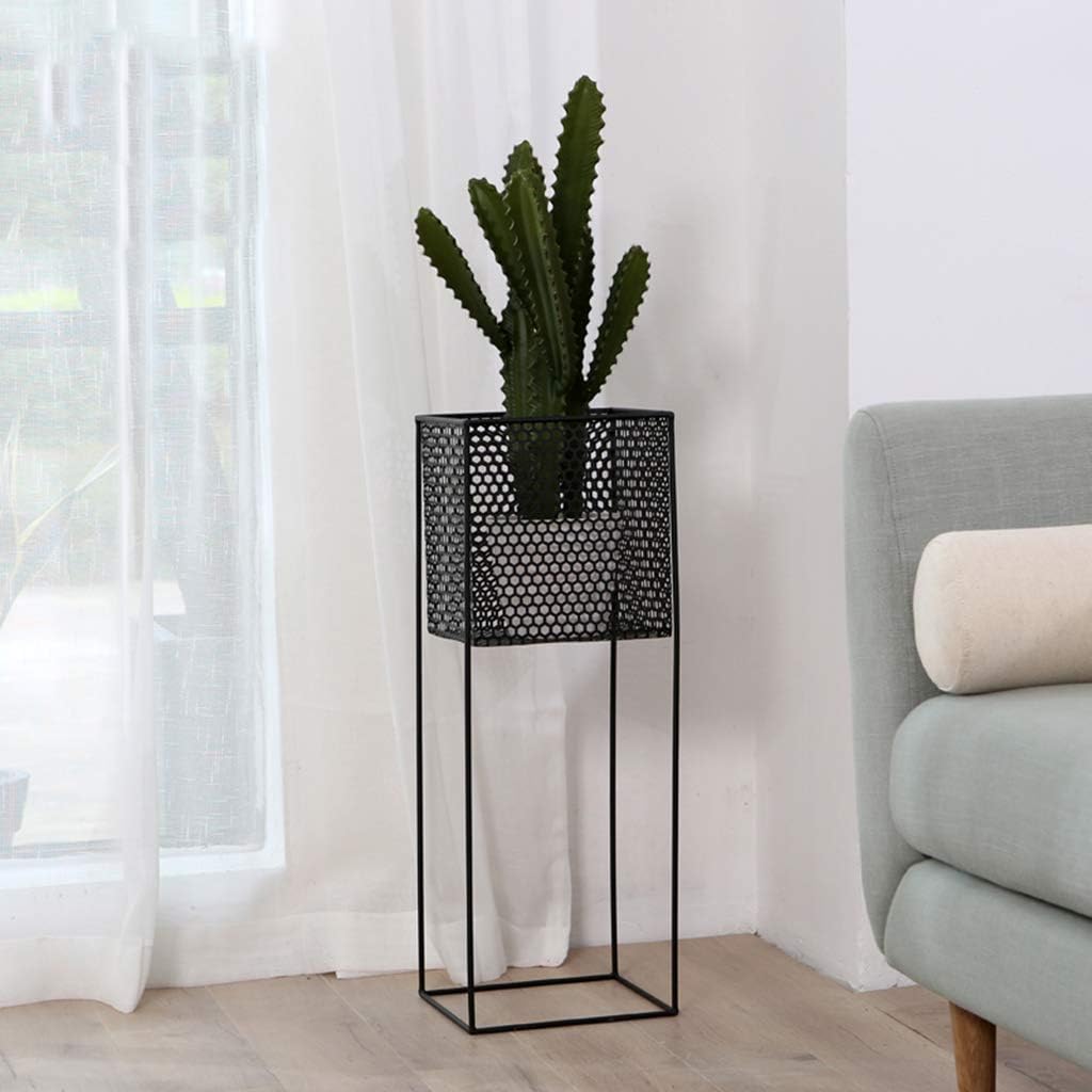 Plant Flower Pot Rack Garden Patio Standing Decorative Shelves Display Stand Indoor and Outdoor Herb Bonsai Floor-Stand Black/Gold(Black)