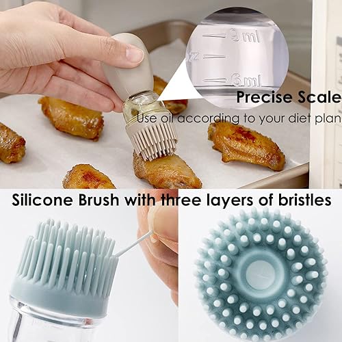 Miniatura 3 de TINMIX T-OB21 - Dispensador de aceite con cepillo, 2 unidades, 6.1 fl oz, botella dispensadora de aceite de oliva de vidrio con cepillo para untar,