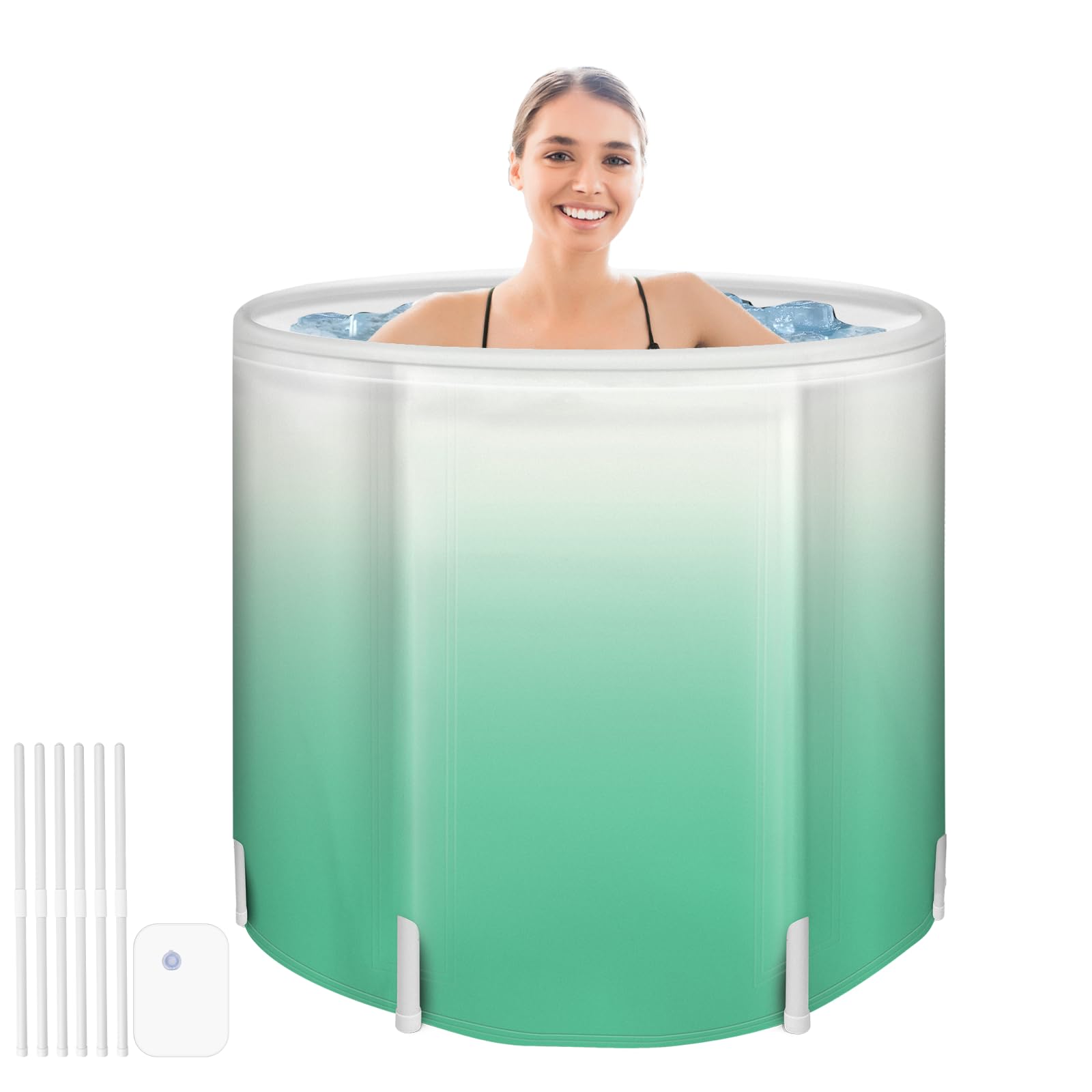 Photo 1 of KAERMU Portable Foldable Bathtub - Create Your Spa Anywhere for Adventure & Relaxation | Collapsible Adult Soaking Tub for Camping, Van Life, Apartments | Durable, Leak-Proof PVC (Green Gradient)