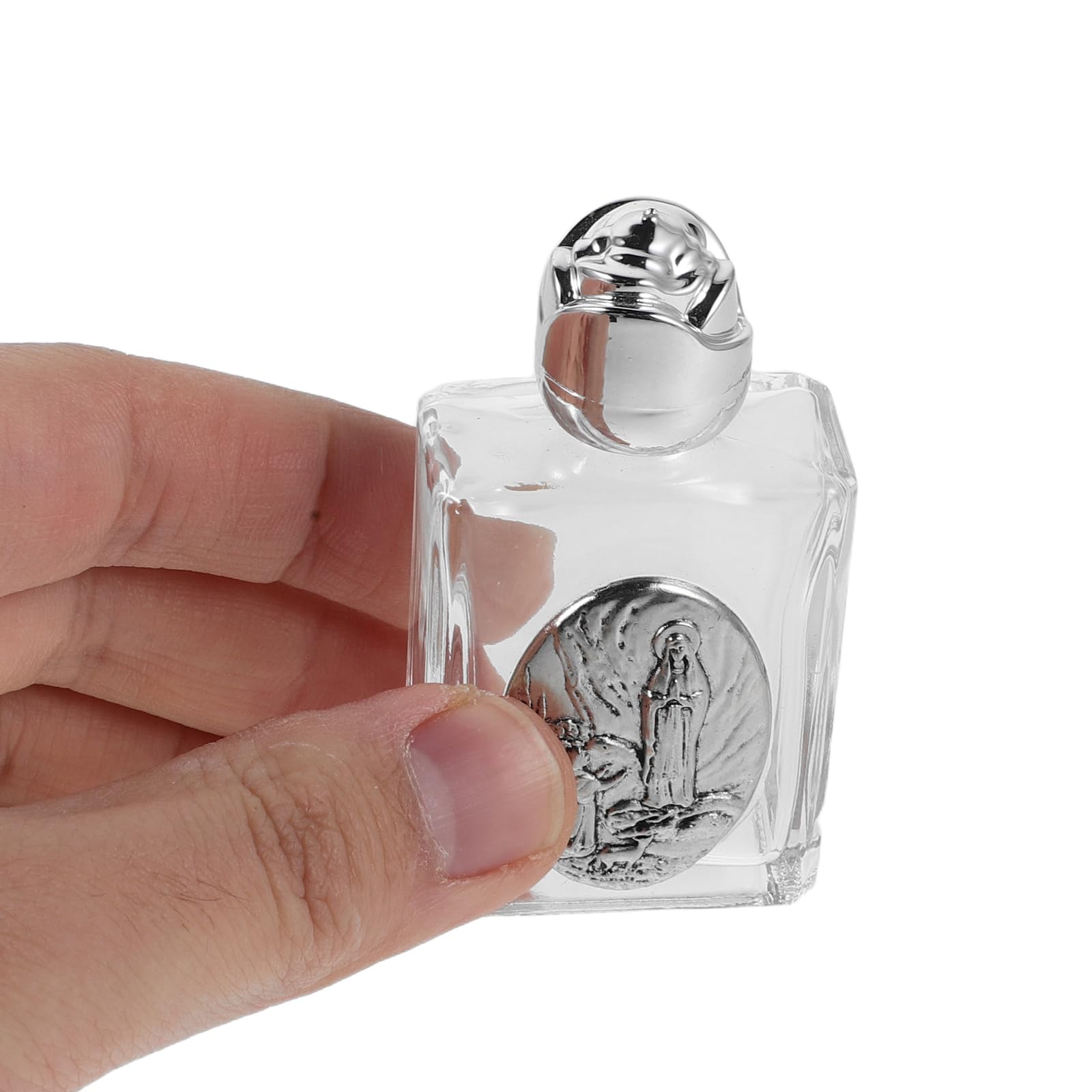 Veemoon Bottigliette per Acqua Santa in Lega da 15 Ml, Set da 10 Pezzi, Contenitori Vuoti in Rilievo per Uso Religioso, Decorazioni per Matrimoni, Battesimi e Pellegrinaggi