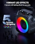 Machine de Karaoké pour adultes Enfants, Haut-parleur Bluetooth portable avec 2 Microphones sans fil avec lumières, PA Système de soutien des partis d'origine USB/TF/REC/FM/AUX(Aucun écran inclus)