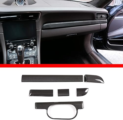 Miniatura 1 de YIWANG 100% fibra de carbono real coche consola central decoración panel cubierta Trim 6 unids para Porsche 911 718 mano izquierda conducción