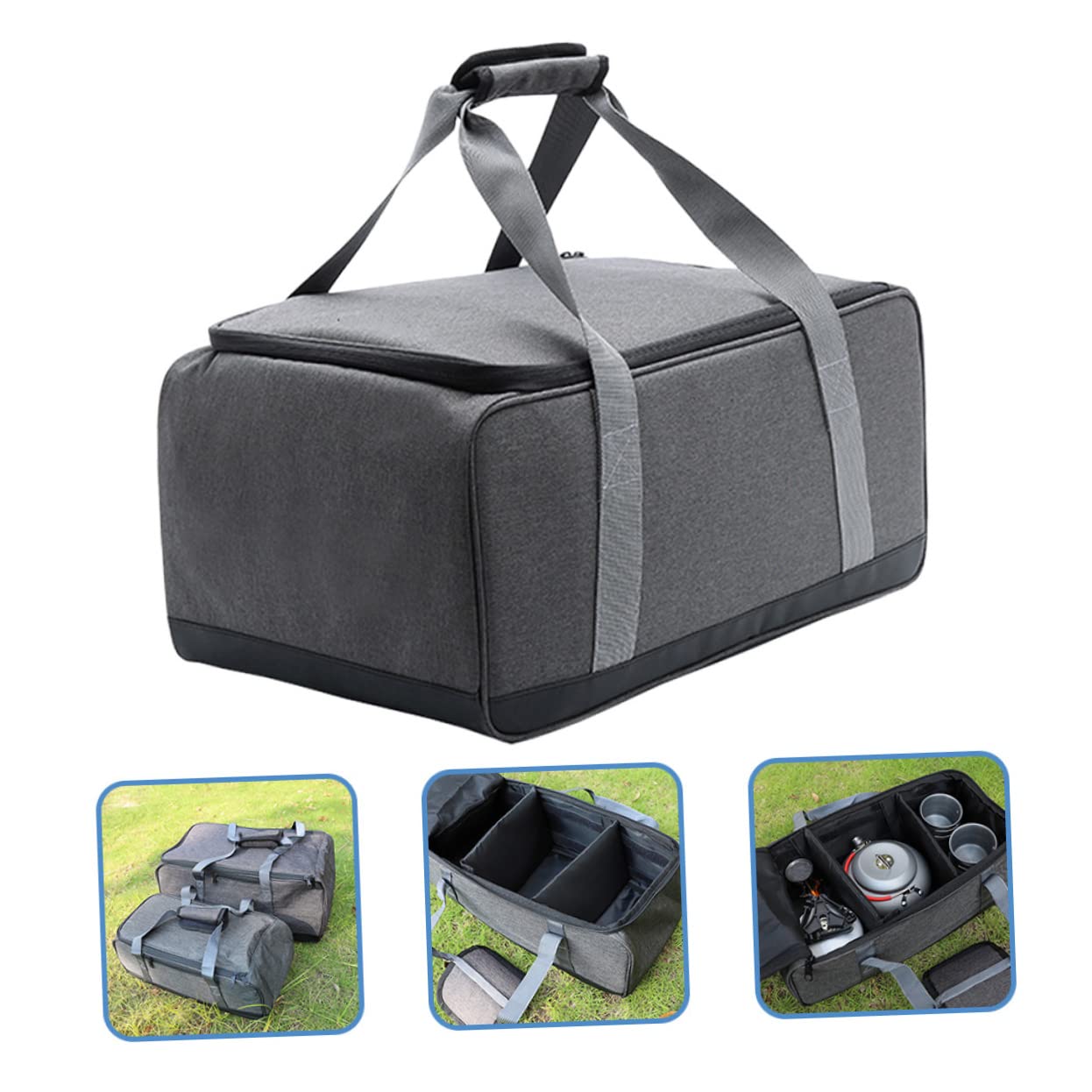 Amosfun Estuche Multifuncional para Utensilios De Cocina Camping, Bolsa para Sartén Resistente, Gran Capacidad, Cremallera y Asa, Adecuado para Almacenamiento y Transporte Exteriores