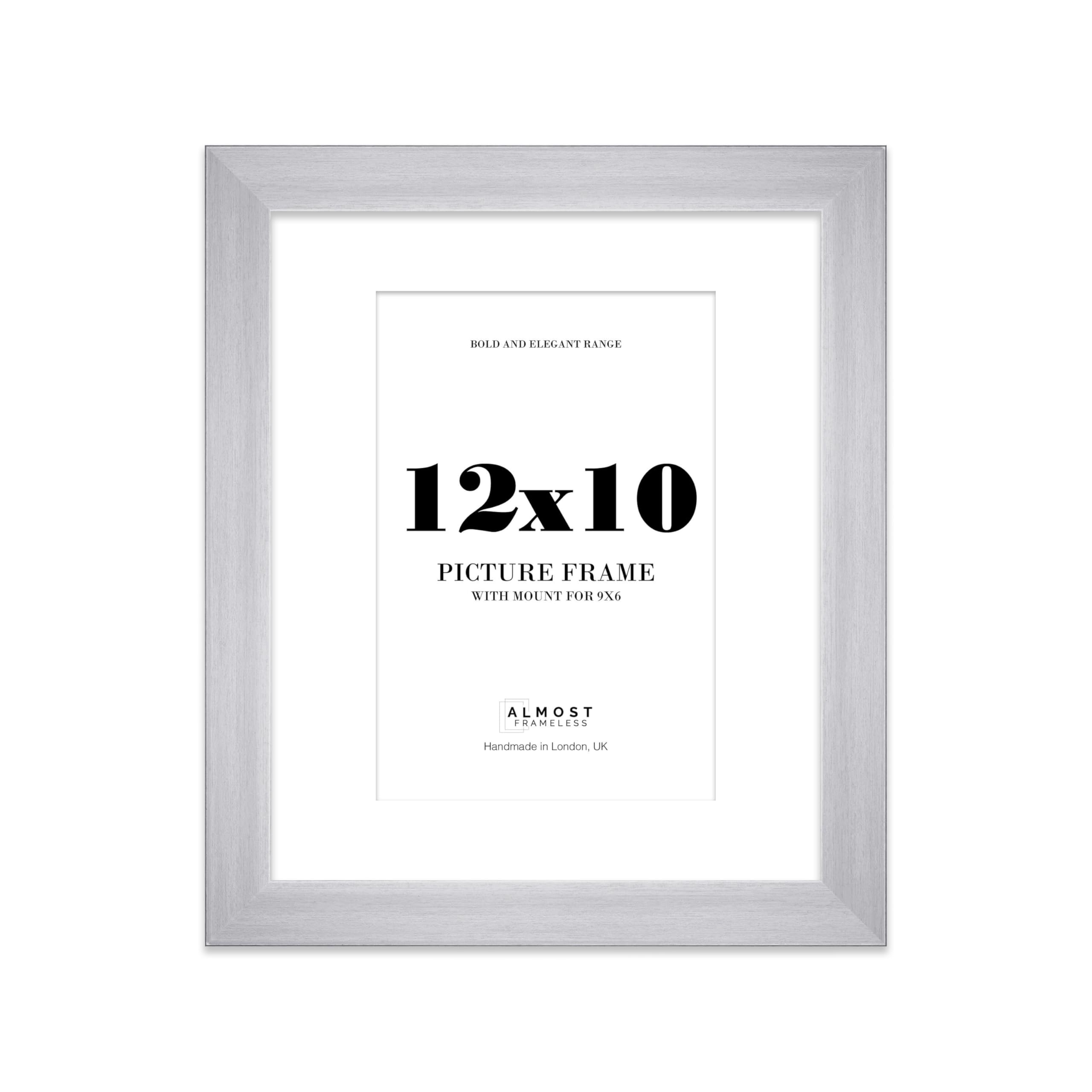 12x10" Silver Frame With Mount for 9x6" Pictures 28mm Edge Portrait and Landscape Display with Wall Hooks and Kickstand, 1 Pack