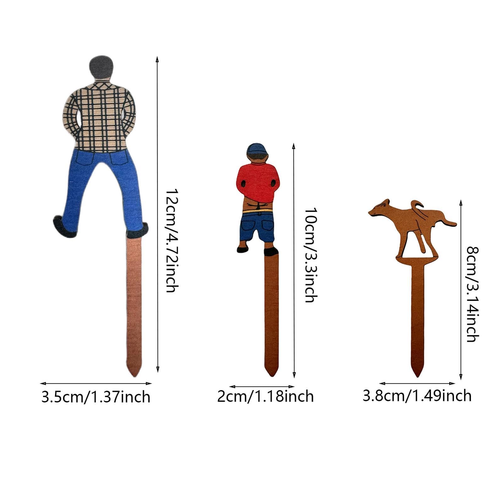 Set Da 3 Picchetti Decorativi Per Vasi A Forma Di Famiglia – Legno Giallo, Per Interni Ed Esterni, Divertenti Etichette Per Piante