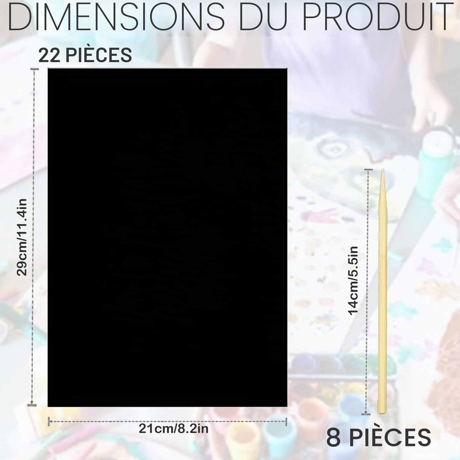 Lot de 30 papiers à gratter noirs avec stylet en bois pour adultes, fournitures artisanales