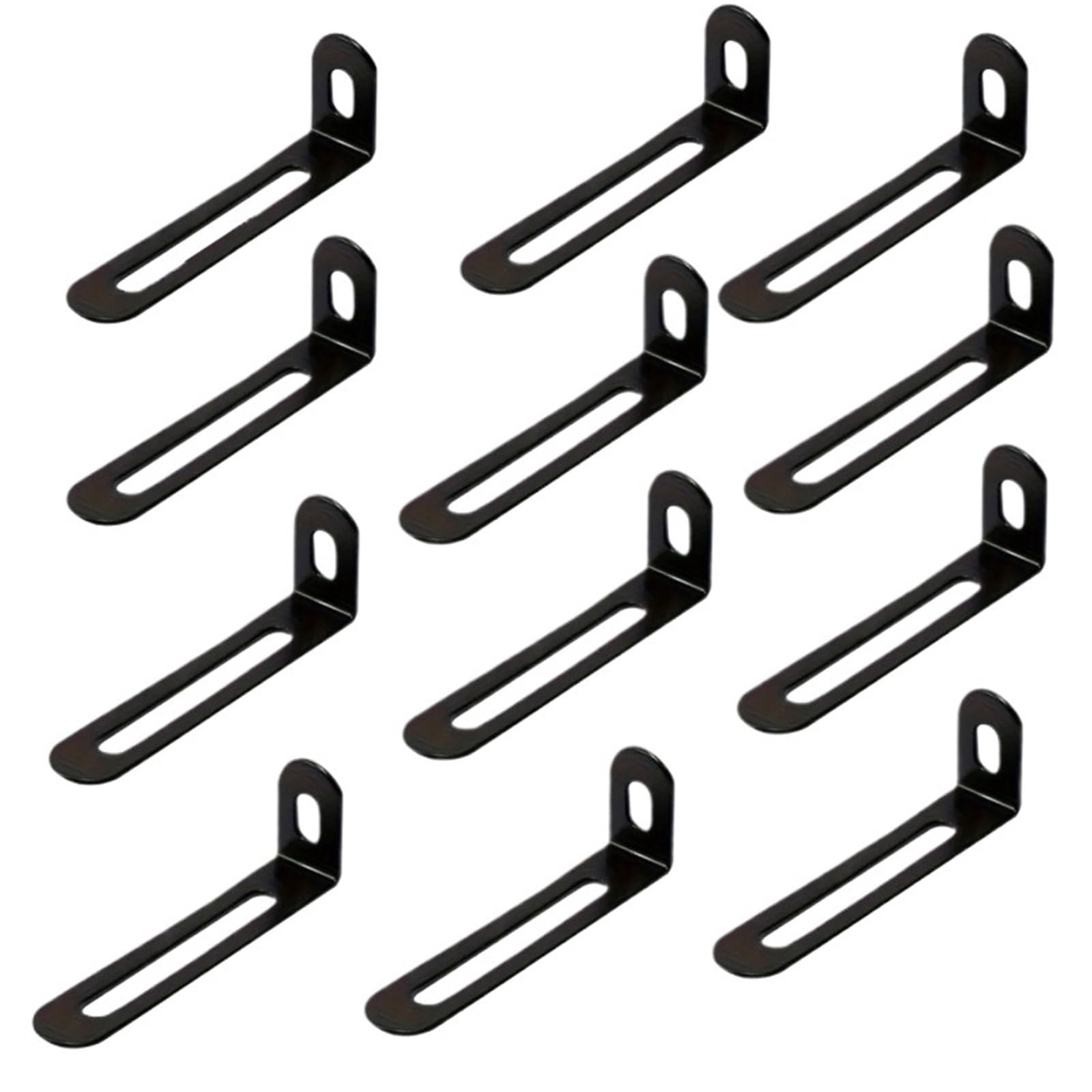 Rgoemhj Black-12Pcs 6/12Pcs With Long Hole Corner Codes, Adjustable Angles, Suitable For Fixing Furniture, Tables, Chairs, Etc Suitable For Shelves And Tables(Black-12Pcs)
