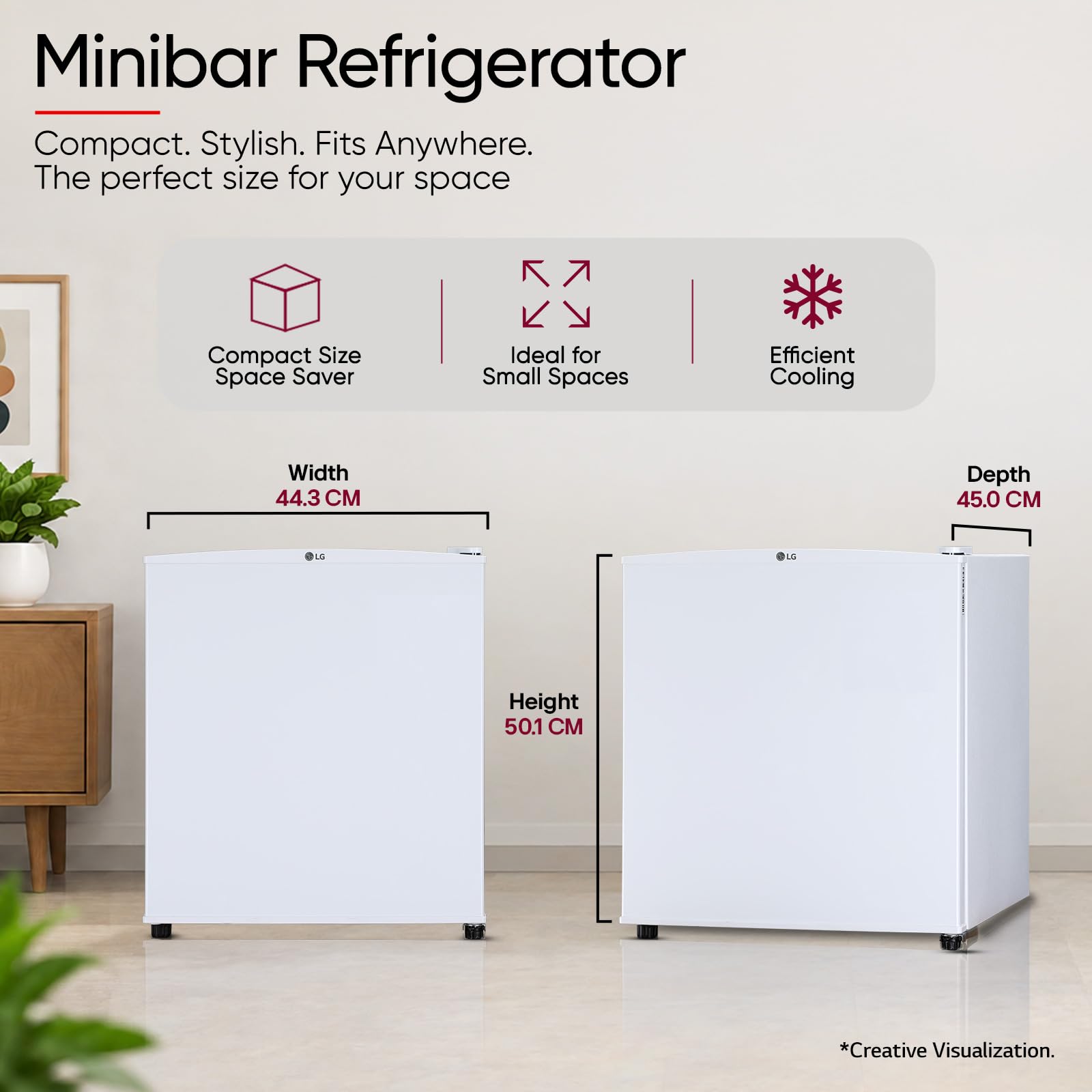 LG 43L Mini Bar Refrigerator - Super White -3