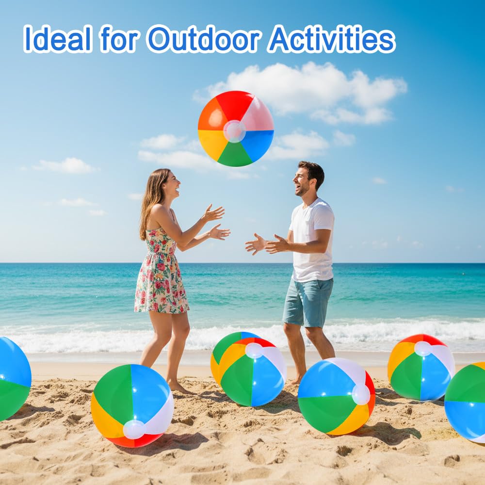 Paquete de 4 pelotas de playa, pelotas de playa inflables de 16 pulgadas, bolas de piscina de color arcoíris para natación, flotadores de piscina, pelotas de playa para fiestas de verano, juegos