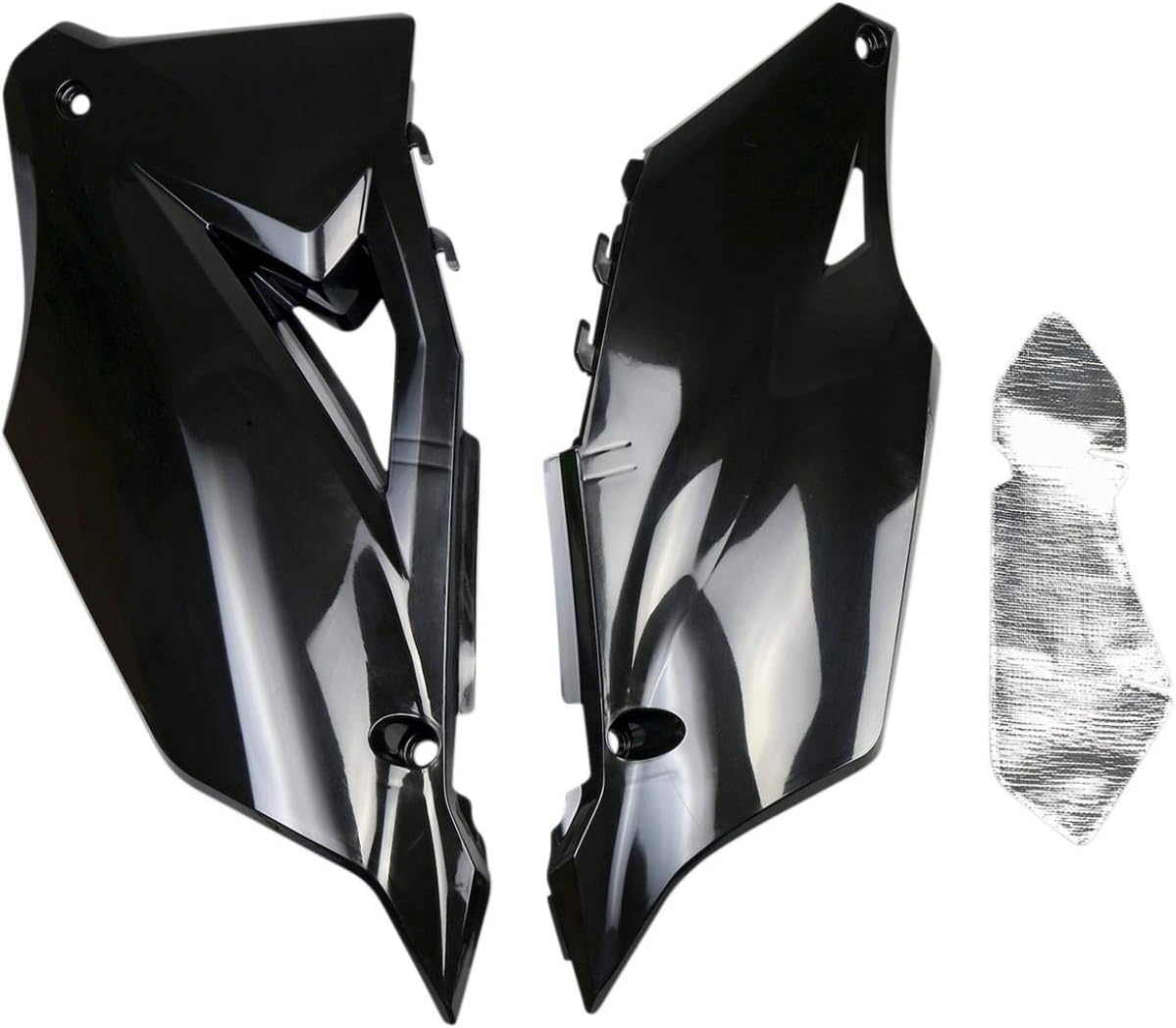 UFO Plast Black Side Panels – Injection Molded Replacement Plastic Bodywork Pair with Pre-Drilled Mounting Points - Compatible with Kawasaki KXF 250 2021-2024
