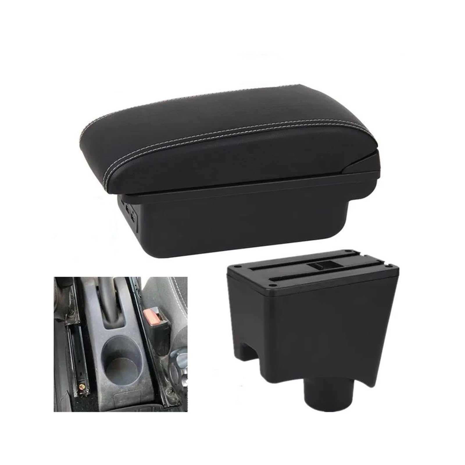 RESPUNEKBAH Car Armrest Box For Nissan For Almera G15 Armrest Car Accessories Storage Box(B3 white line 3USB)