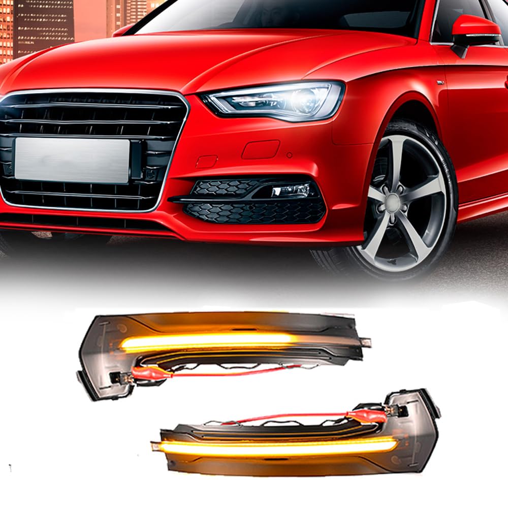 2 pezzi Indicatore LED sequenziale di direzione luce dinamica Compatibile con Audi A3 8V S3 RS3 2013 2014 2015 2016 2018 2019 2020 (Gialla)