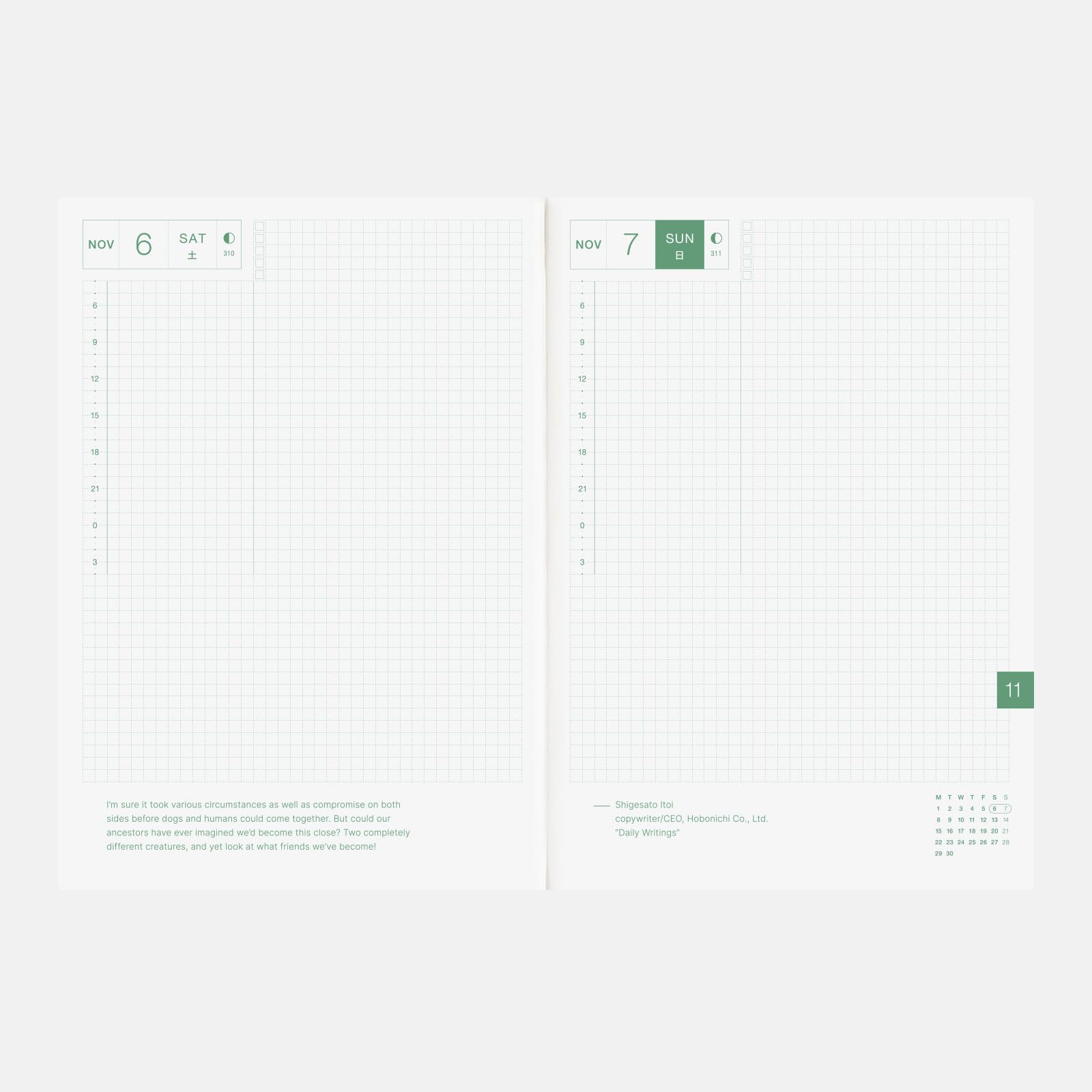 Hobonichi Techo Livre cousin 2027 – A5, anglais, quotidien, hebdomadaire, janvier start, mon start, planificateur