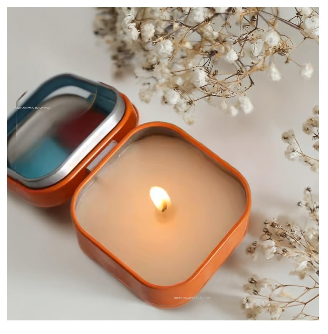 SPHINX Scented Soy Wax Candle – Vegan Fragrance, Tin Container, 20H Burn,Eco-Friendly,Ideal for Festivals, Diwali, Pooja, Housewarming, Gifts & Return Favours- (1 Piece, Osmanthus)