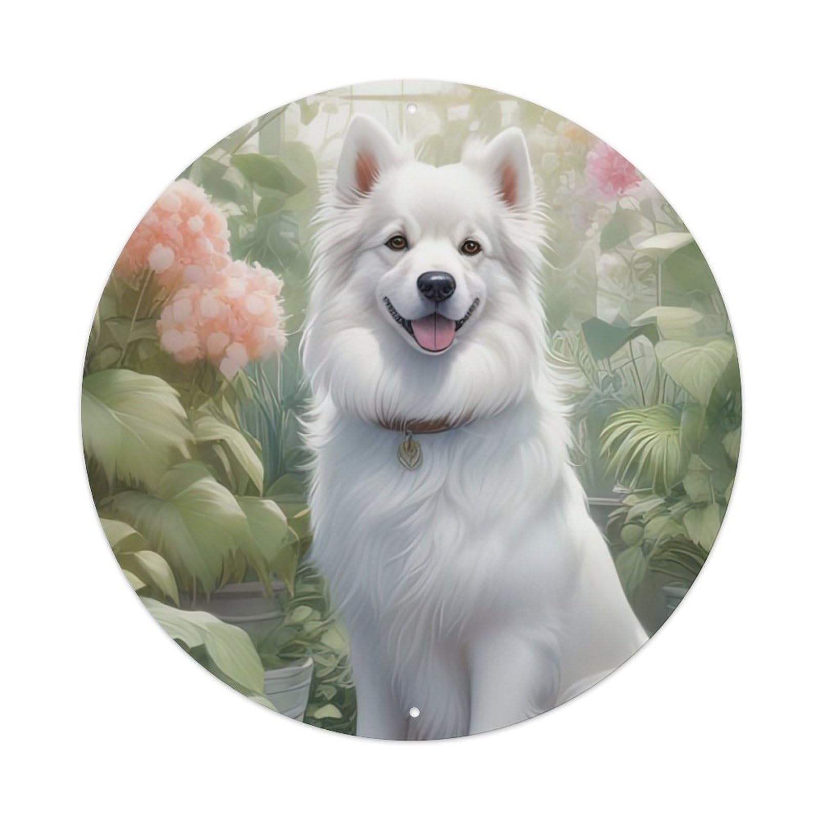 Animal Artwork Cute Samoyed Metal Tin Sign