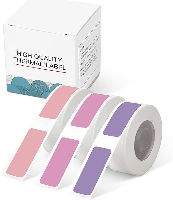 D30 Labels Compatible with Phomemo D30 Label Printer, 3 Rolls self-Adhesive Label, Memoking D30 Thermal Labels Suitable for Home,Office, School,Storage Organization, 12mm*40mm 125 Labels/roll, Purple