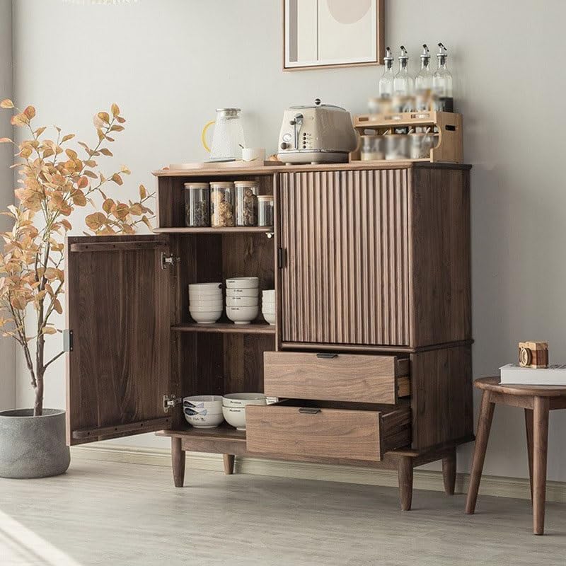 Cabinet for Dishes 105x40x100cm Black Walnut Wood Dining Room Kitchen Side Cabinet Home Large Capacity Entrance Living Storage Corridor Furniture