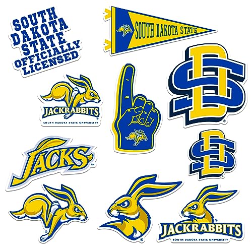 Image of South Dakota State University 9ct Vinyl Large Deluxe Stickers Variety Pack - Laptop, Water Bottle, Scrapbooking, Tablet, Skateboard, Indoor /Outdoor - Set of 9