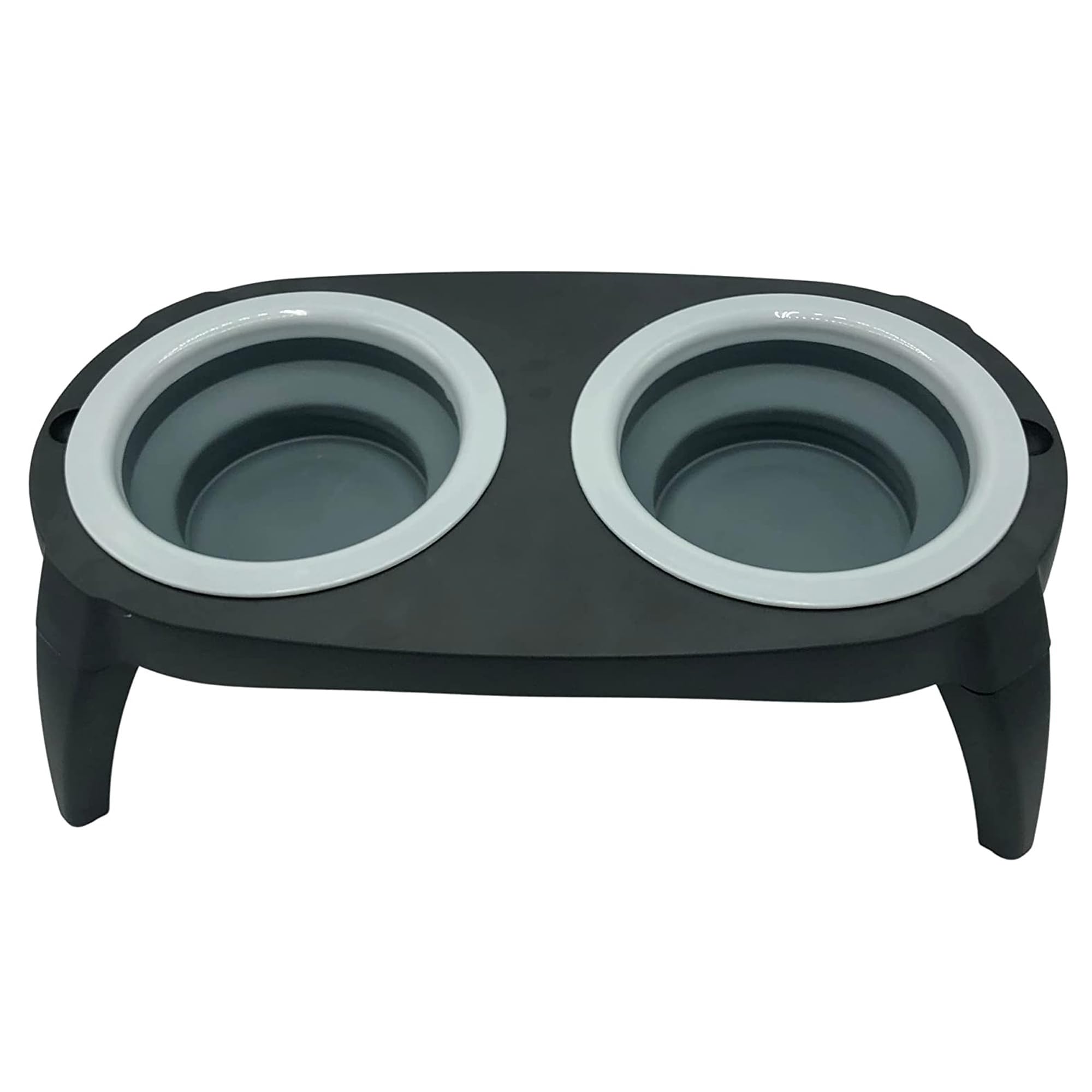 Well Home Silicone Double Feeder, Grey and Black, 40 x 22 cm, Non-Slip, black/grey - Image 3