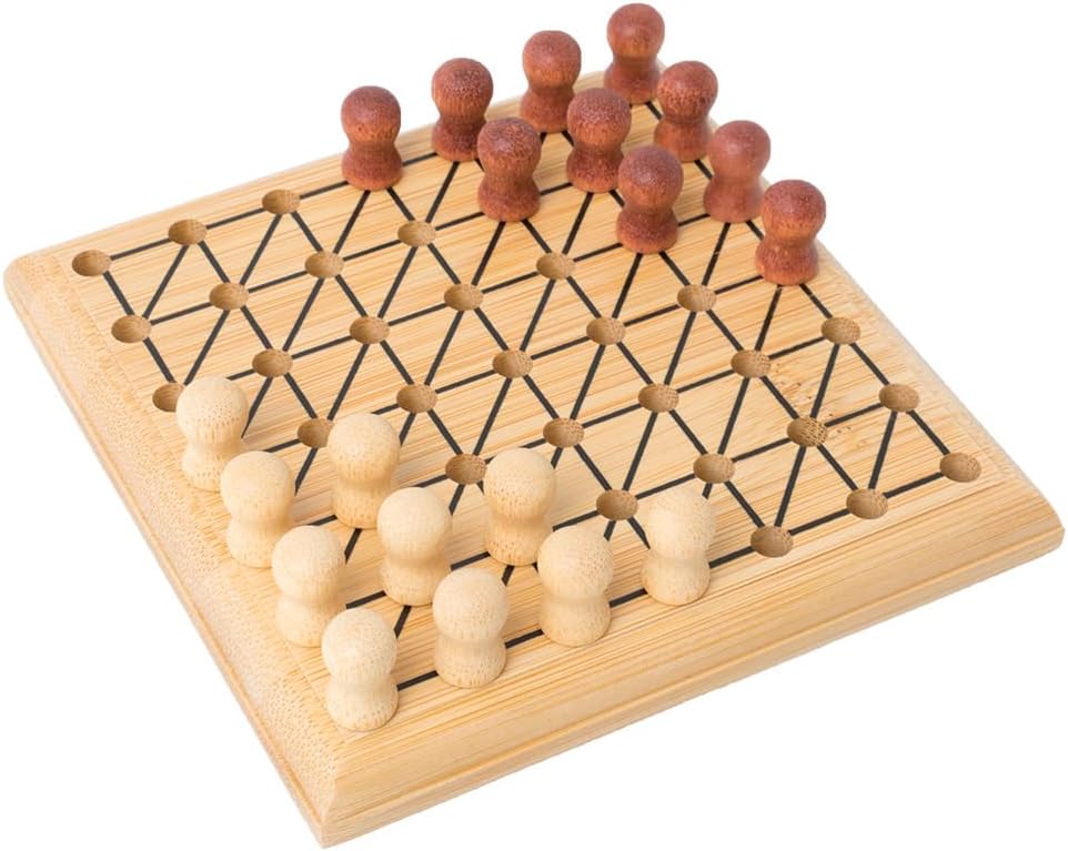 Product image of Bamboo Chinese Checkers Game – Classic Wooden Strategy Board Game for 2-6 Players – Eco-Friendly Plain Bamboo Design for Family Fun & Games