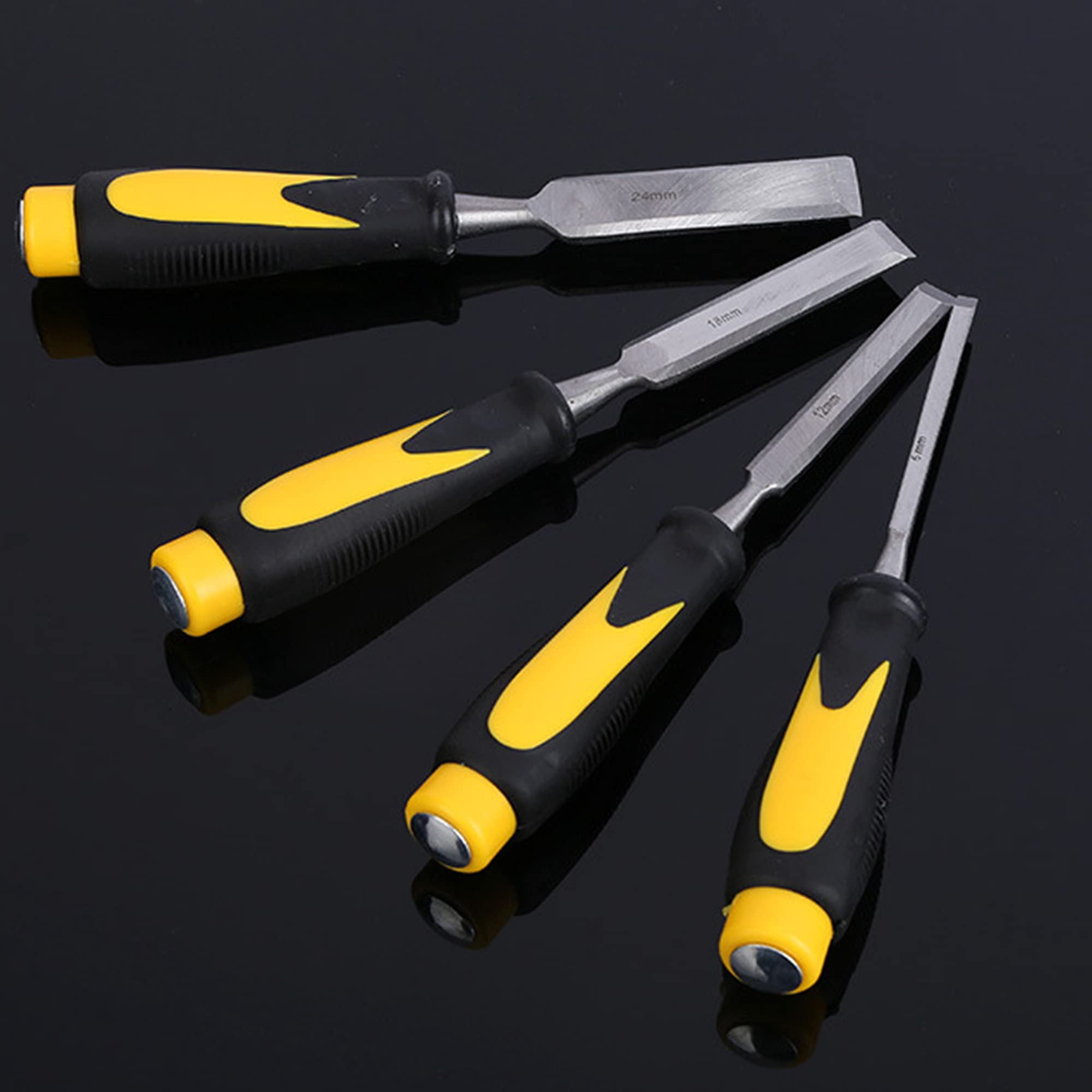 Juegos de formones 9 piezas de acero de alto carbono cincel para madera agarre amortiguador y tapa de acero cinceles para madera para manualidades en madera bricolaje carpintería